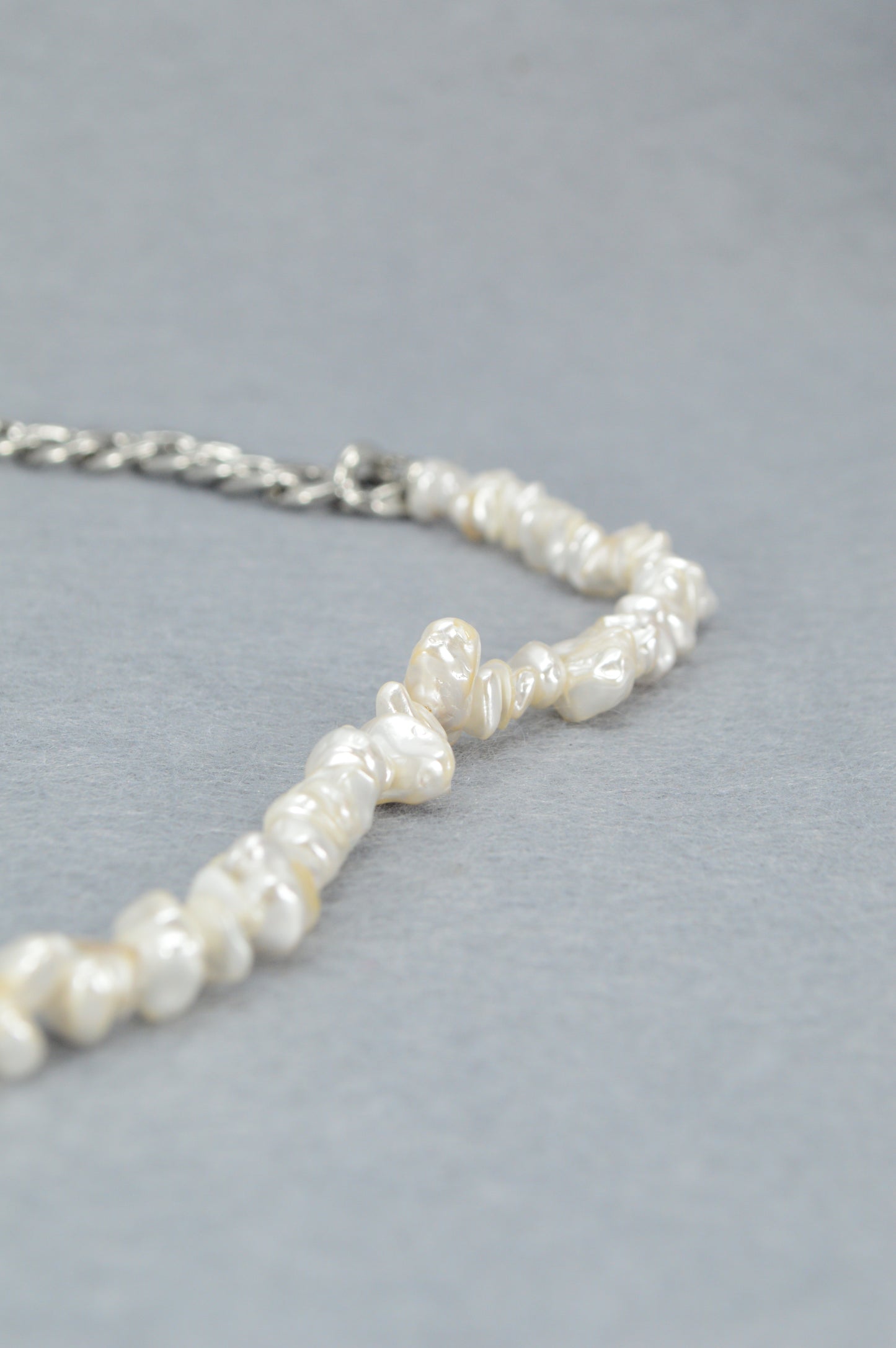 Mother-of-Pearl & Stainless Steel Chain Necklace with Natural Pearl Drop