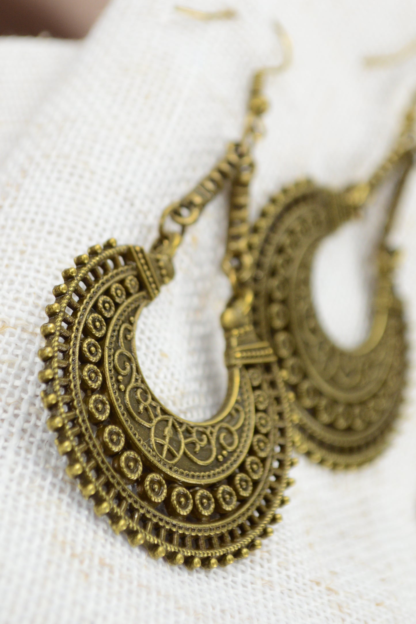 Boho Crescent Moon Statement Earrings 7.5cm - 3"
