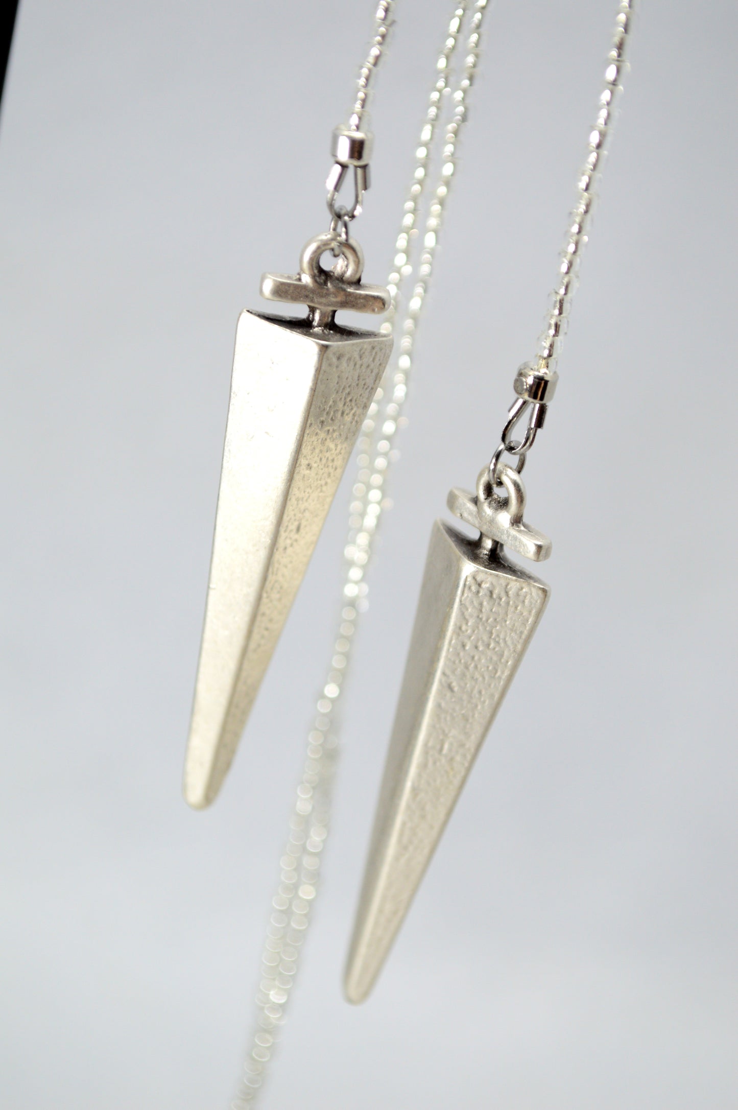 Glow in the Dark Lariat Necklace, White Beaded Wrap Choker with Spike Pendant