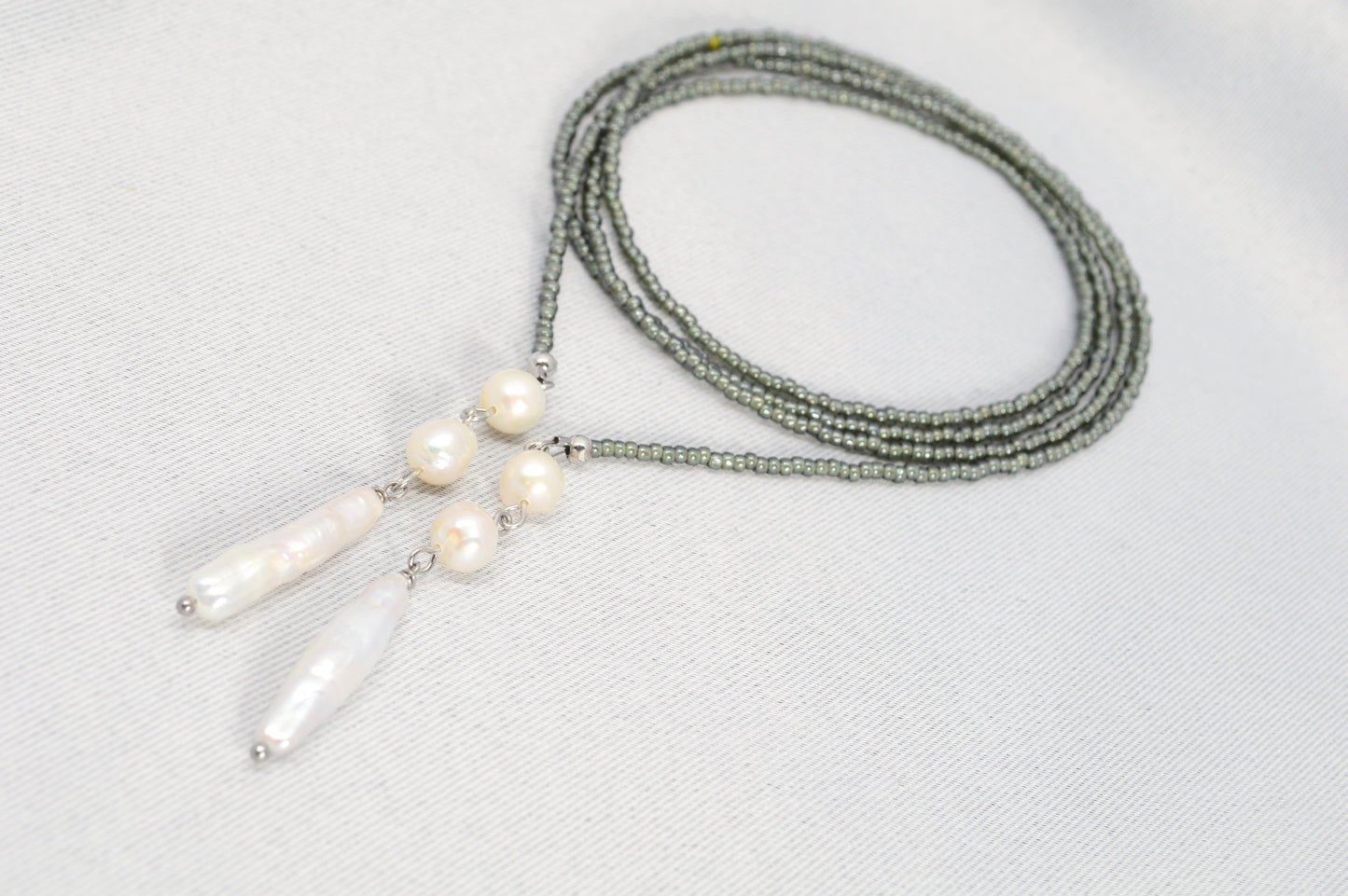 Minimalist Beaded Necklace with Freshwater Pearls – Modern Layered Jewelry