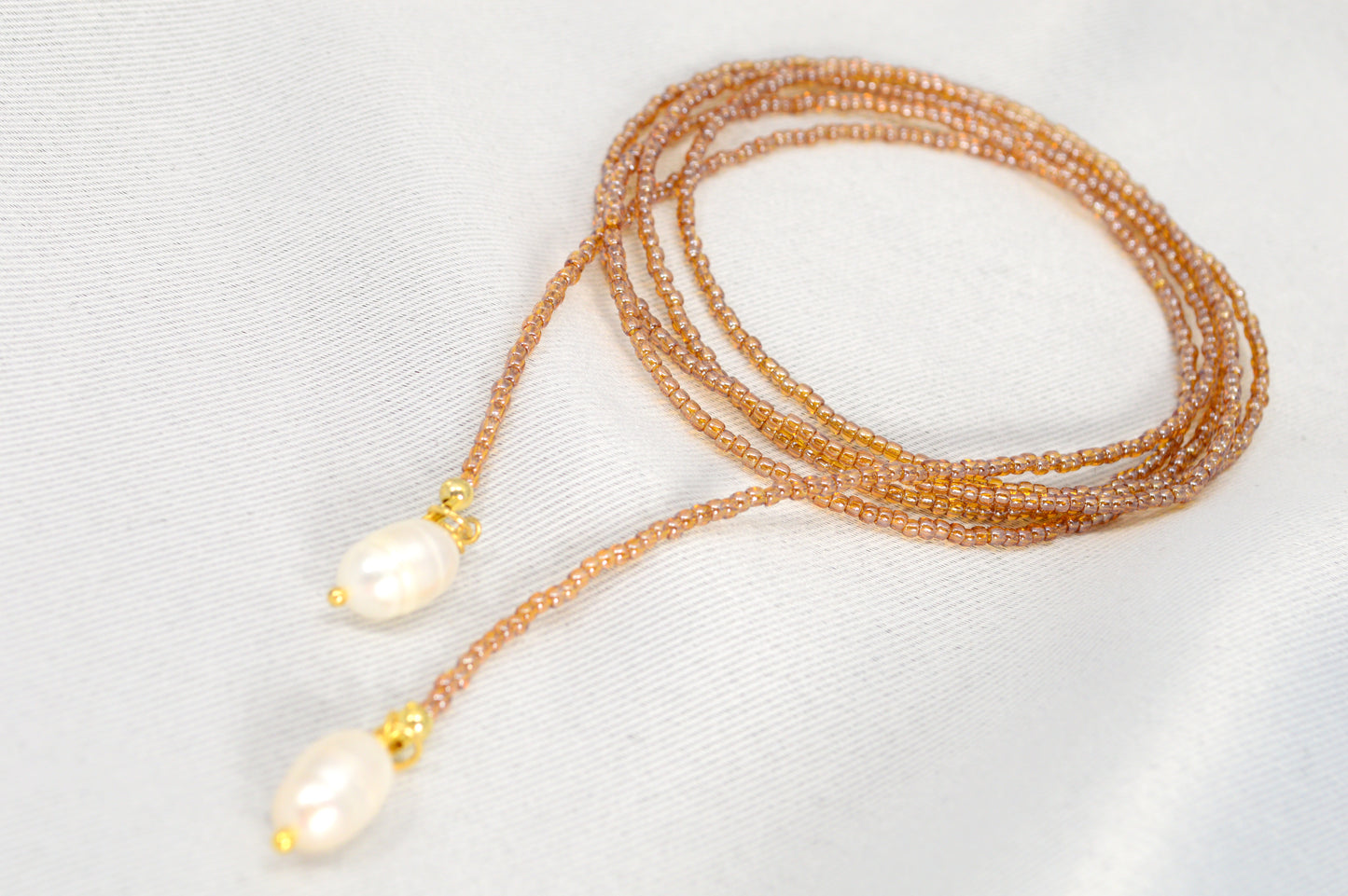 Boho Pearl Lariat Necklace – 31 Colors | Handmade Beaded Y Necklace with Freshwater Pearls | Adjustable Long Layered Necklace for Women