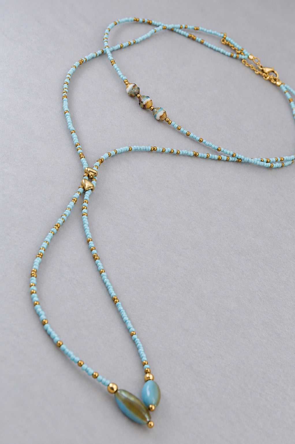 Desert Sky Turquoise & Gold Lariat Necklace
