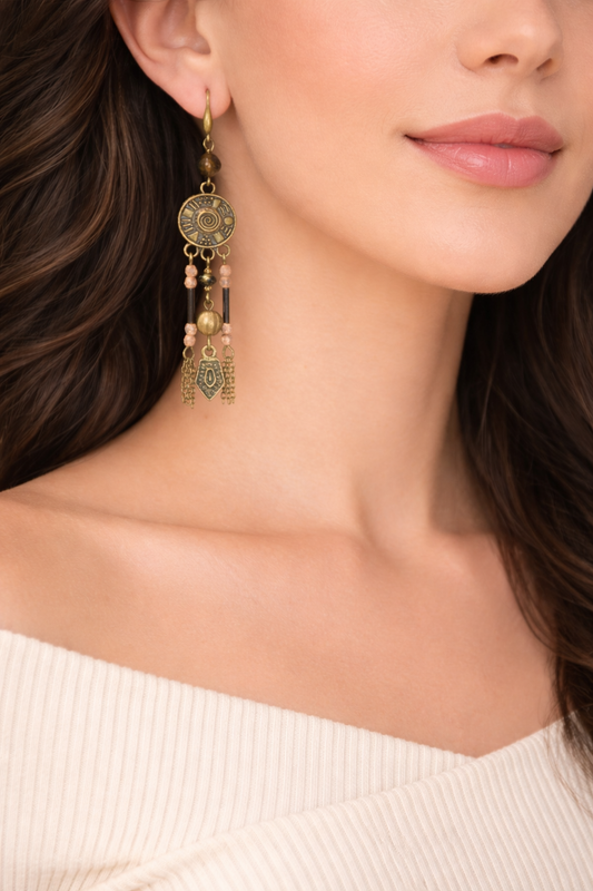 Boucles d’Oreilles Longues Statement Bohème Tribales