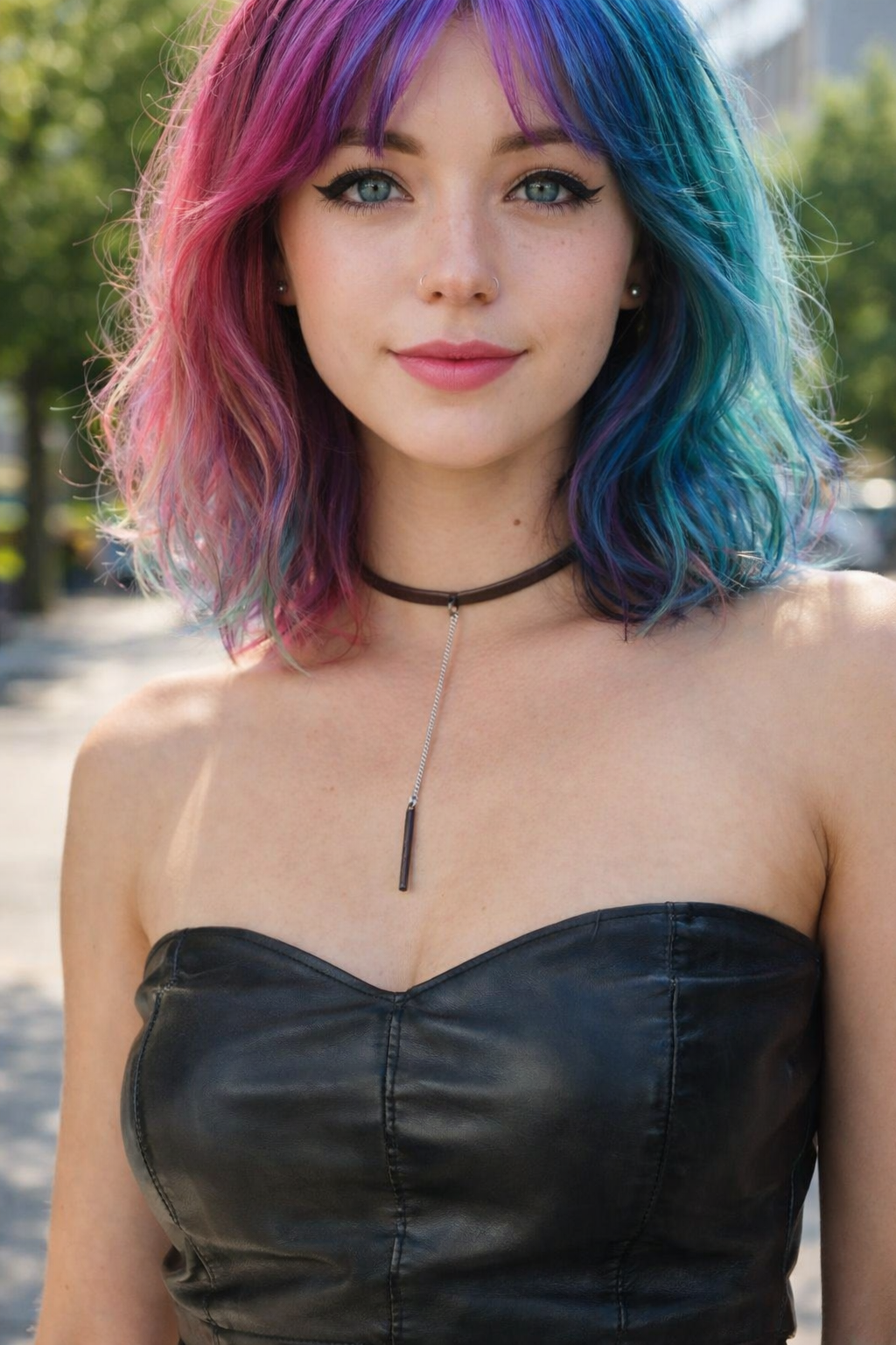 Stainless Steel Bar Pendant Choker – Leather Cord Necklace | Minimalist Y Necklace for Women & Men | Modern Statement Jewelry