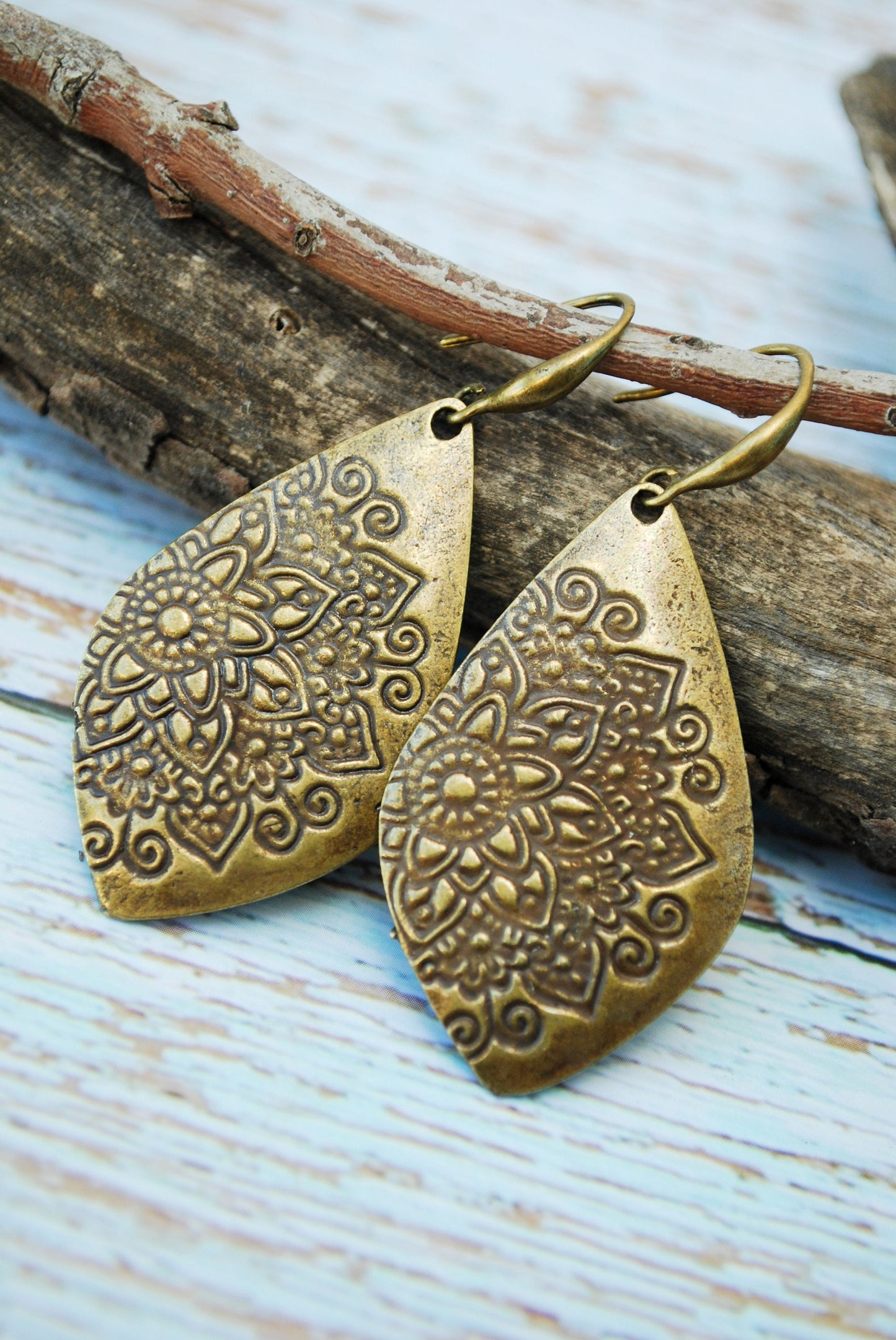 Handmade Tribal Teardrop Earrings by Estibela | Sweet and Delicate Hippie Charm.