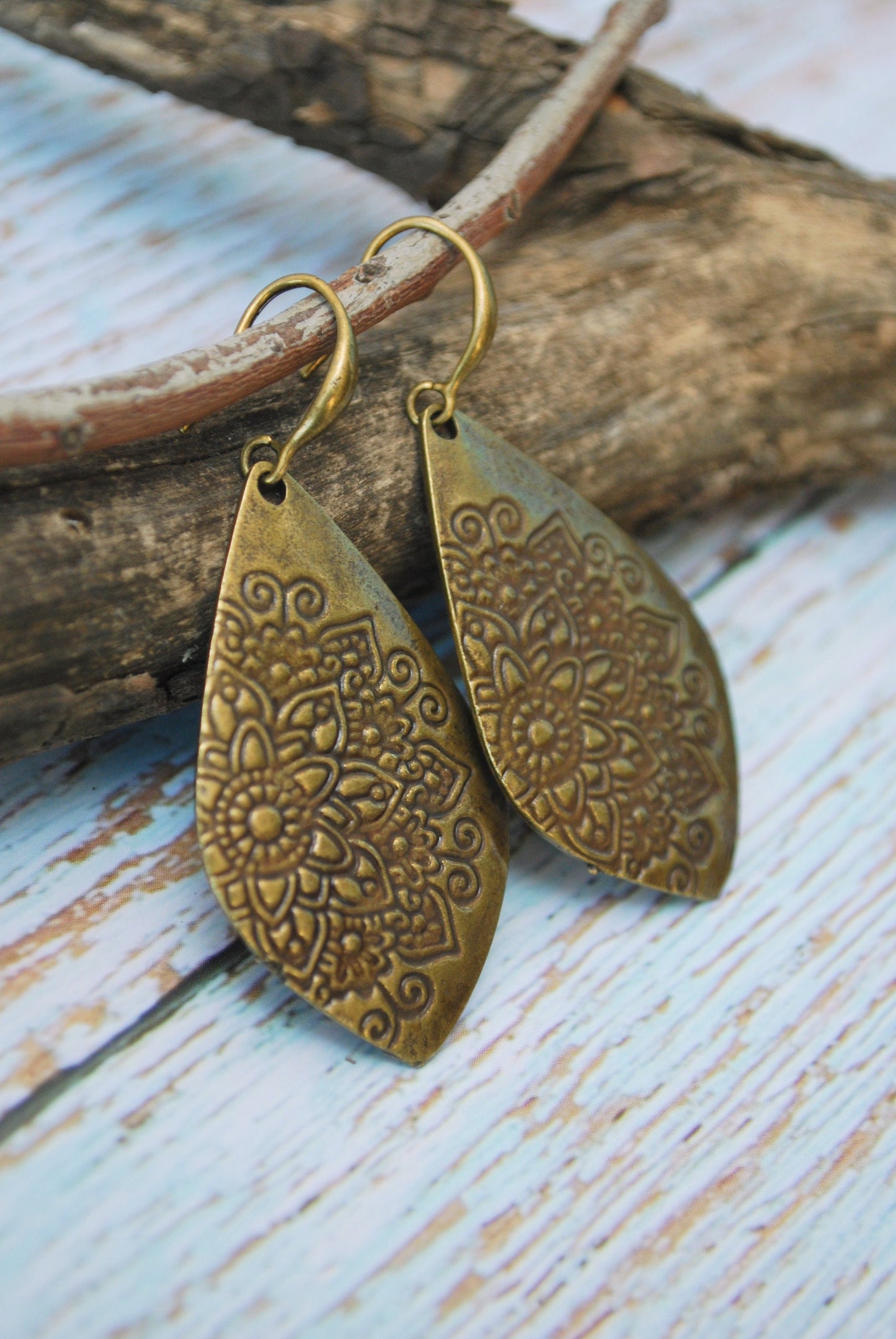 Handmade Tribal Teardrop Earrings by Estibela | Sweet and Delicate Hippie Charm.