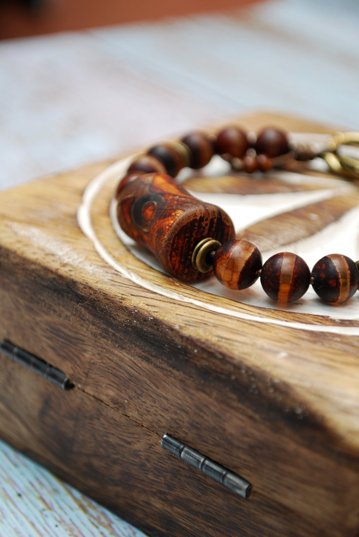 Country Western beaded bracelet, Tibetan agate Dzi Beads bracelet, women men jewelry bracelet, Wild West