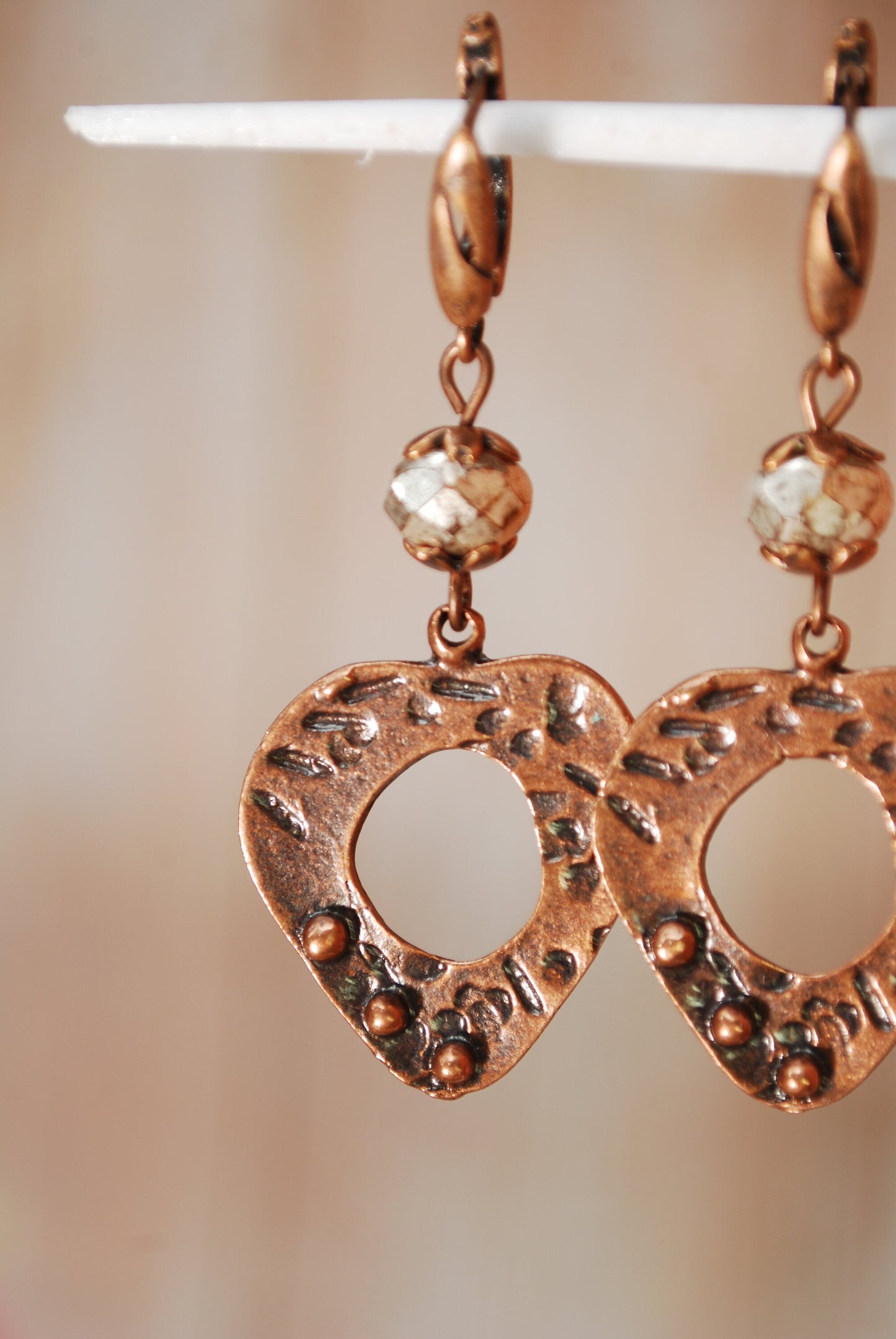 Boho-Chic Elegance: Texture Teardrop Copper Earrings for Artful Statement Style