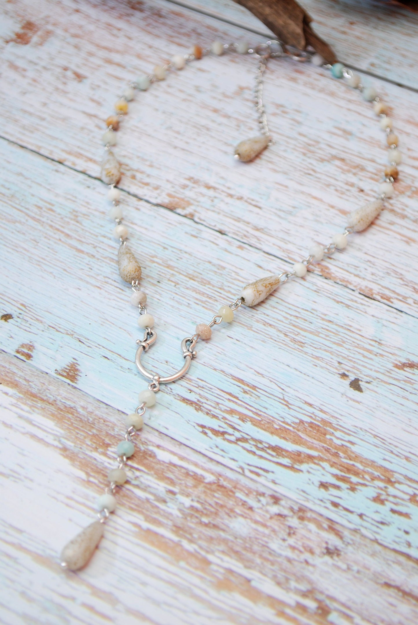 Delicate Y Necklace, Amazonite necklace, Romantic special ocation.