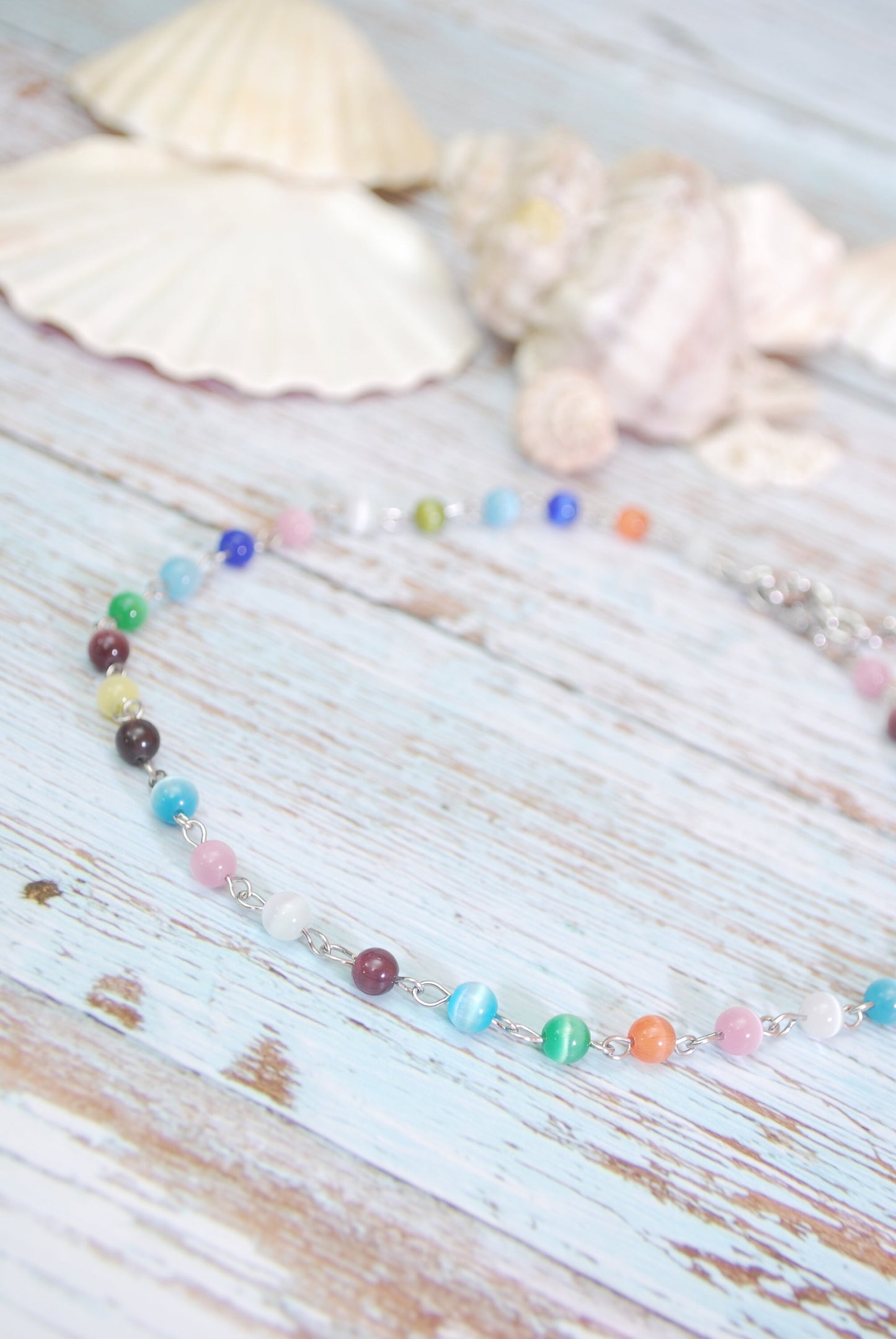 Cat's Eye multicolor stone choker, good luck fortune jewelry, protective energy, Estibela, Summer vibes