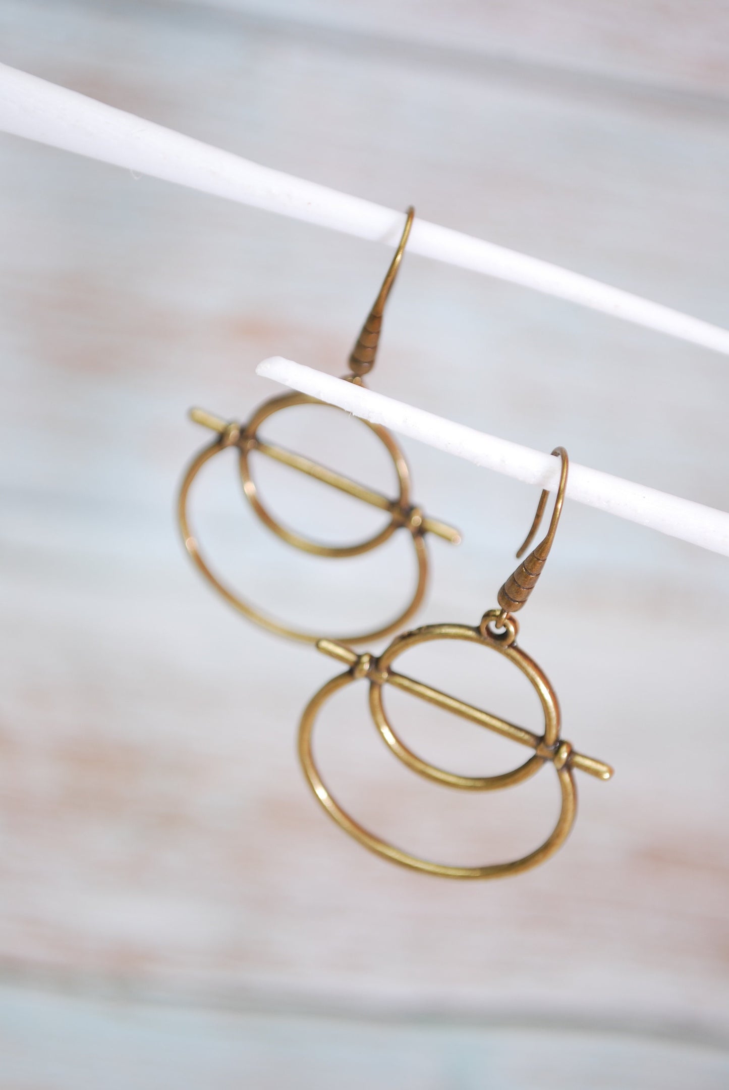 Abstract shape earrings, Bronze plated geometric earrings, summer lightweight drop earrings 5cm - 2"