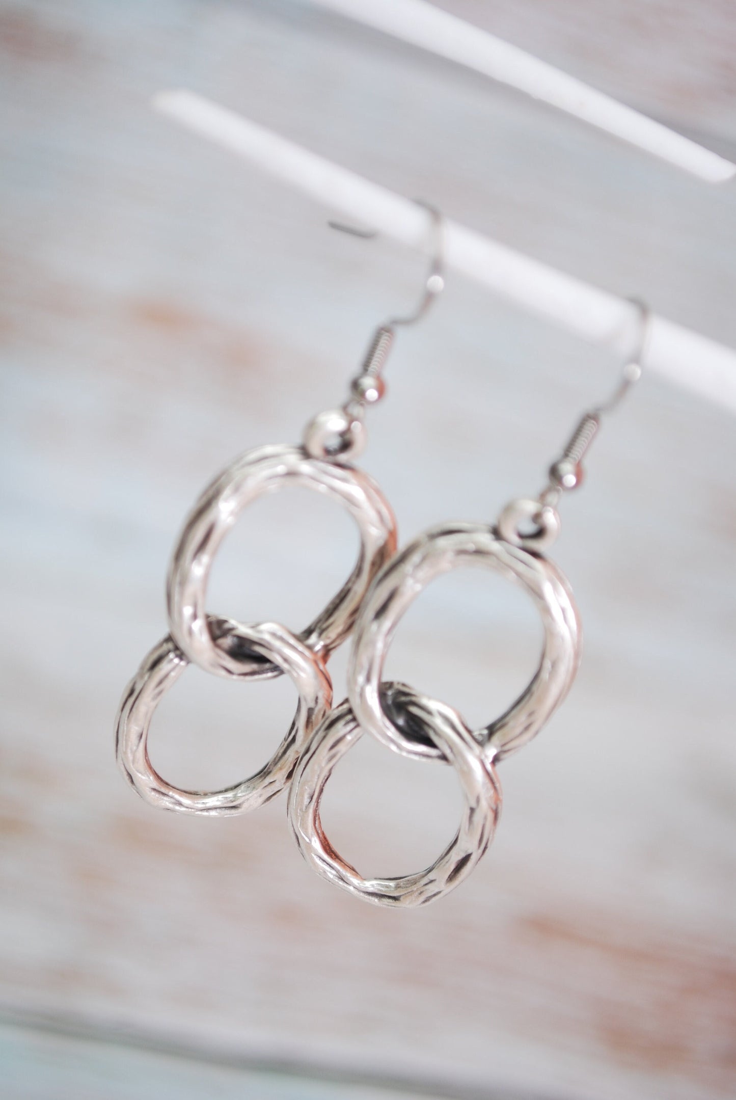 Big chain earrings, trendy drop earrings, silver plated earrings,  2" - 5.5cm