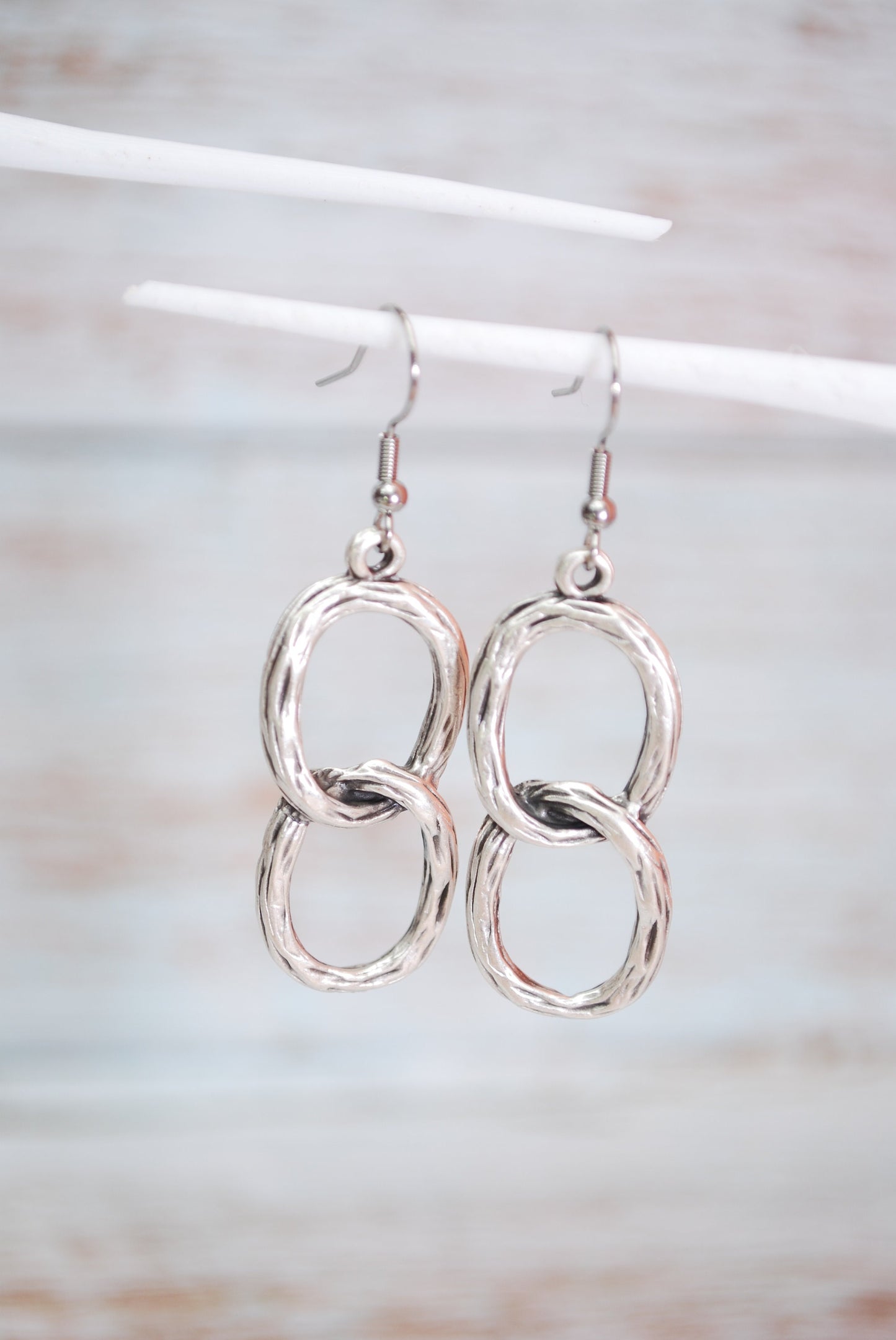 Big chain earrings, trendy drop earrings, silver plated earrings,  2" - 5.5cm