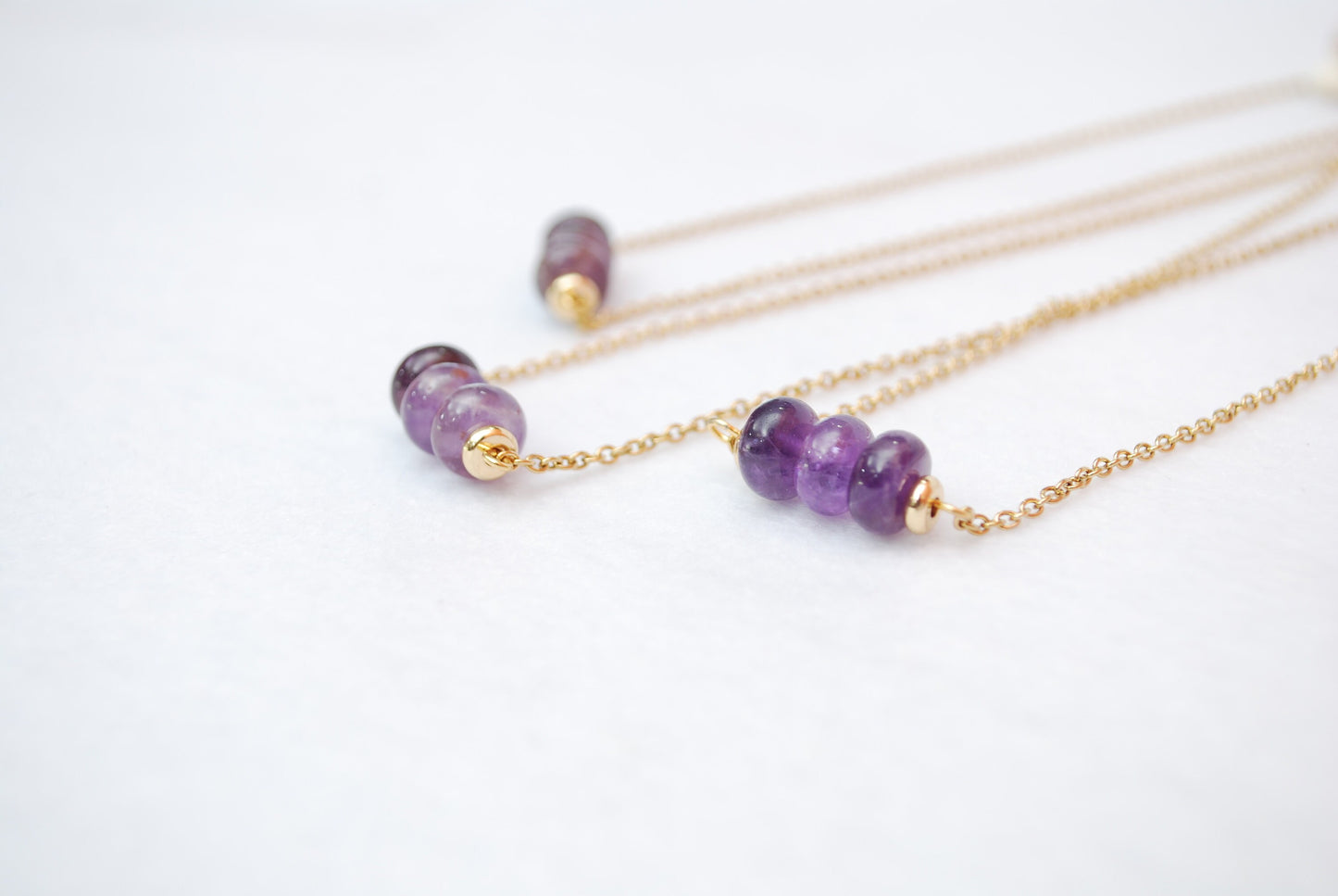 Natural purple amethysts gemstonetone beads necklace, tiny elegant necklace, casual everyday style