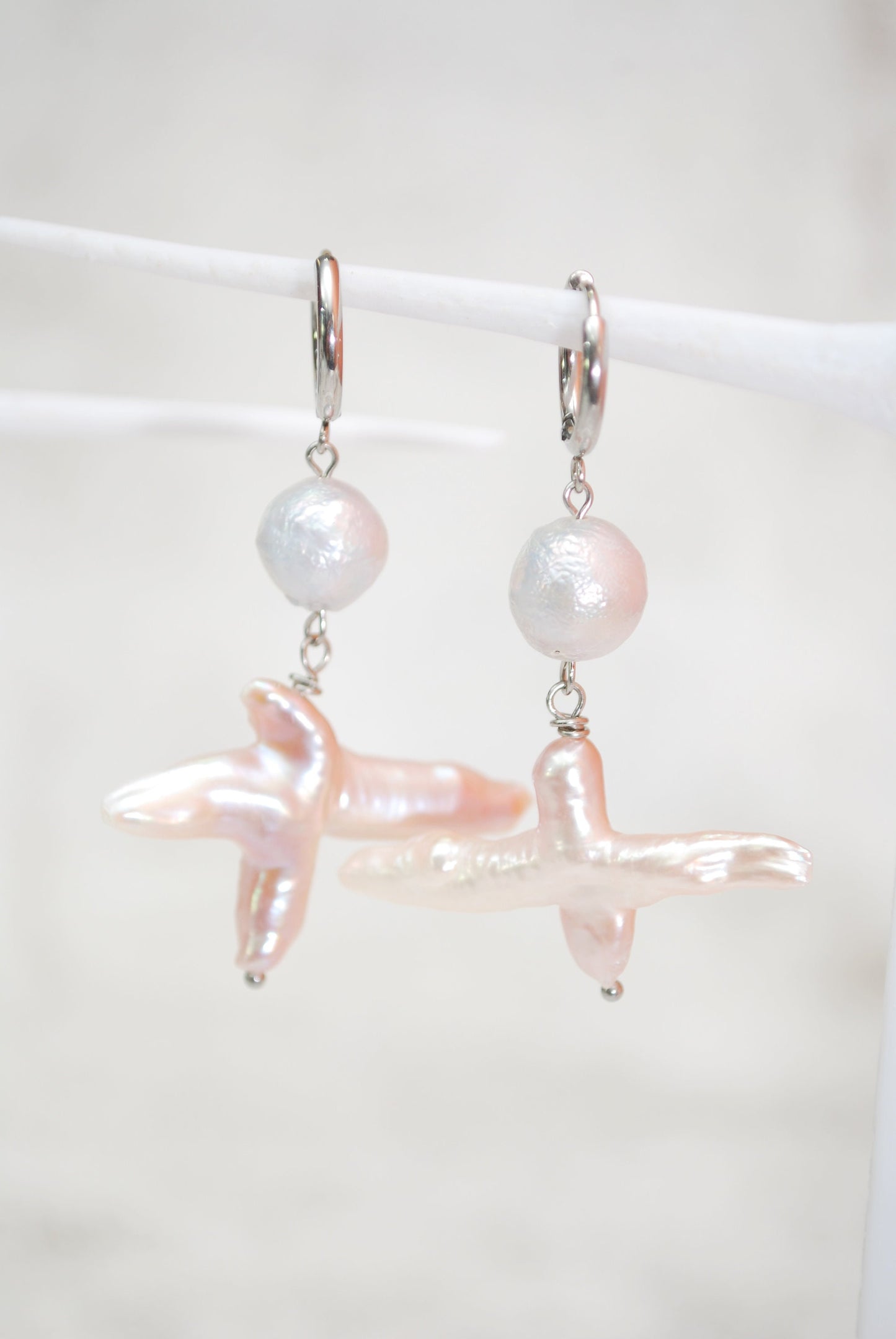 Vintage Style Baroque Freshwater Pearl Earrings with Unique Hoop Design and Rustic Boho Flair for Daily Wear, Special Occasions 5.5cm  2.15"