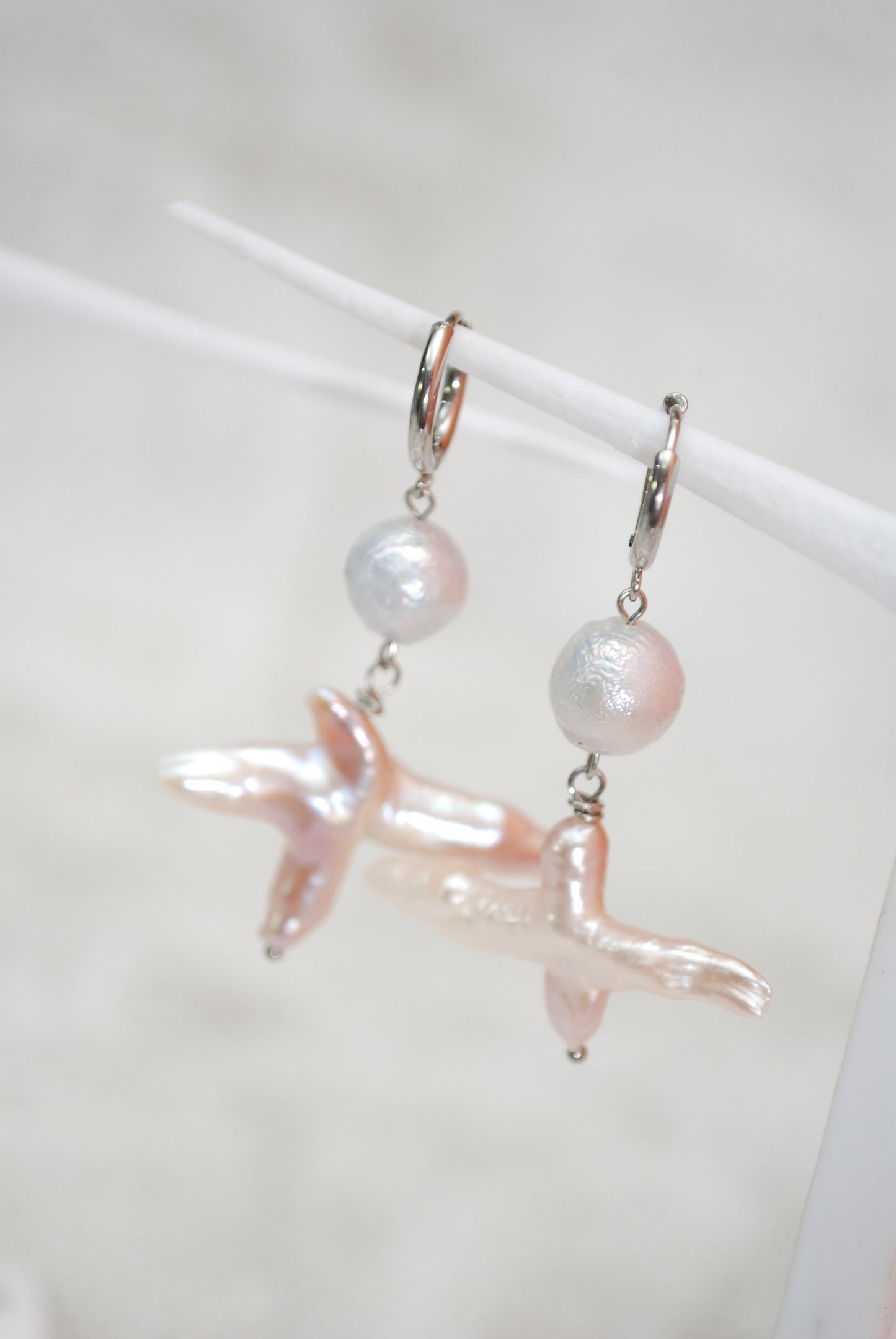 Vintage Style Baroque Freshwater Pearl Earrings with Unique Hoop Design and Rustic Boho Flair for Daily Wear, Special Occasions 5.5cm  2.15"