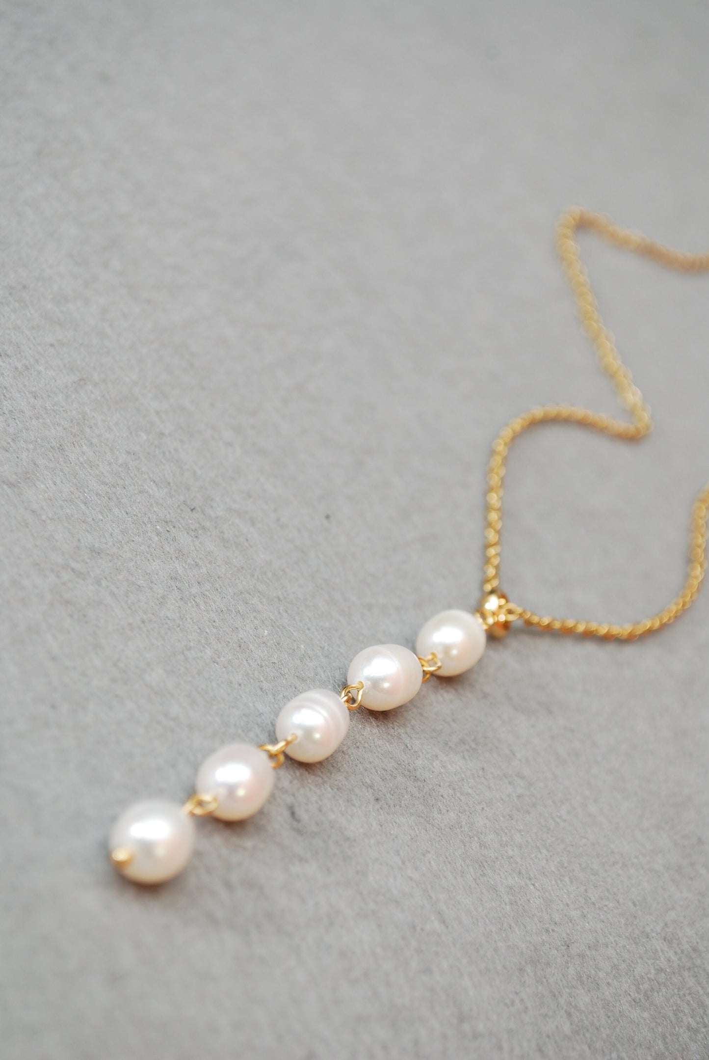 Freshwater Pearl Cascade Pendant, Delicate Necklace Choker.