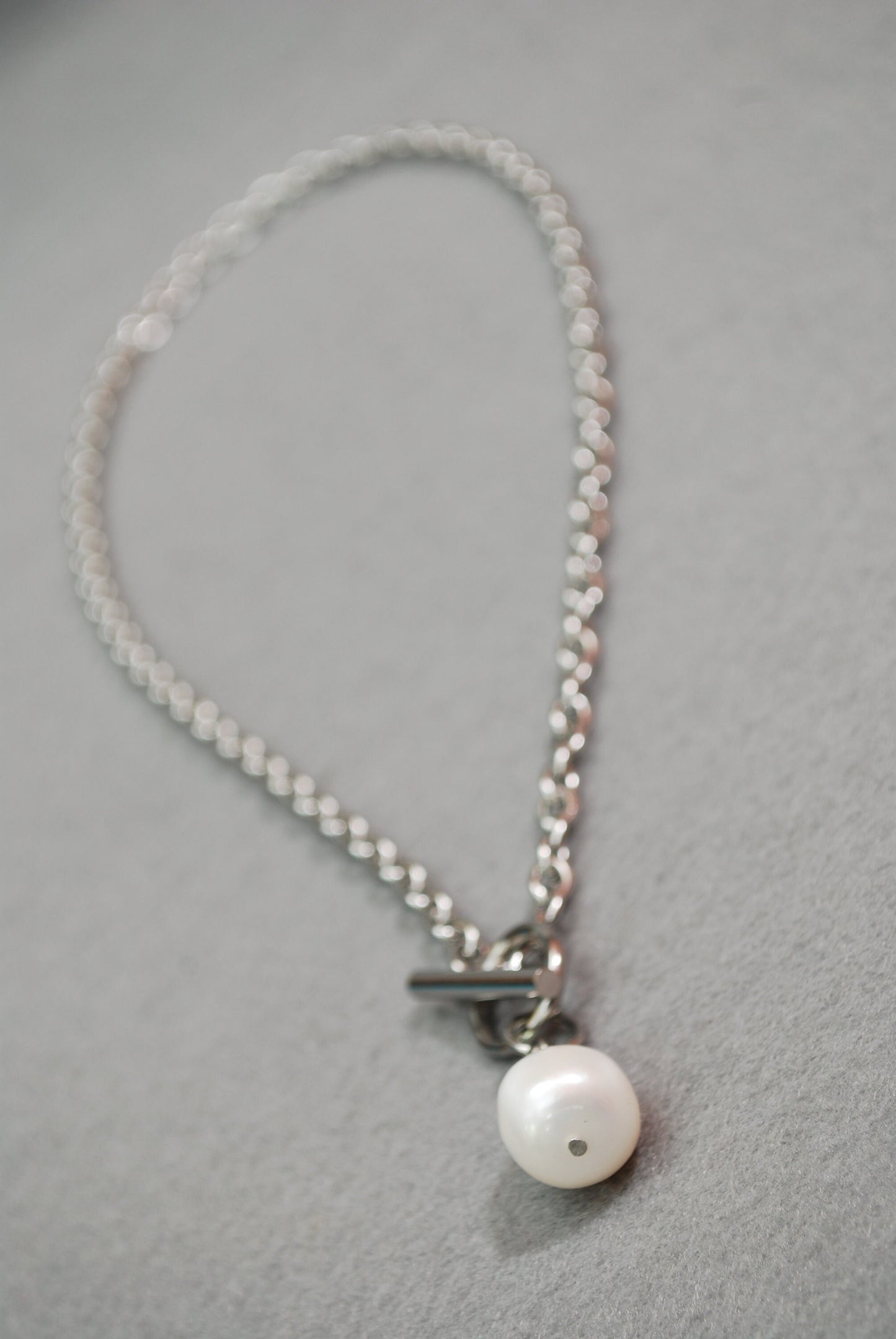 Toggle Stainless Steel Chunky Pearl Bead  Pendant  Necklace / Choker. Estibela design.