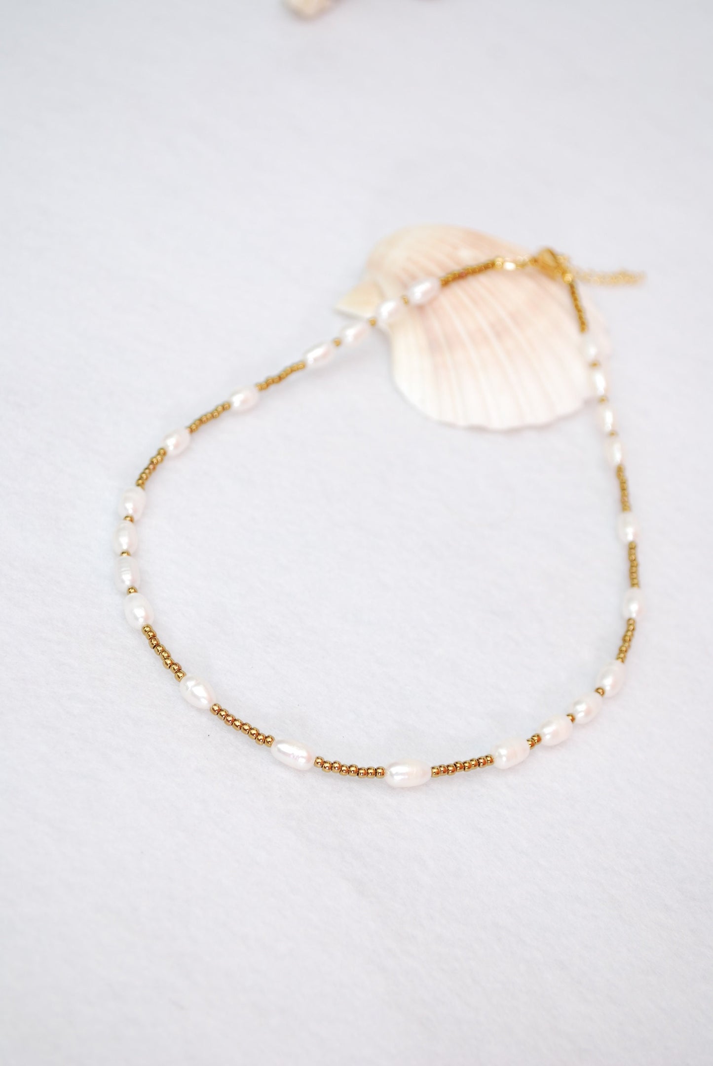 Freshwater Pearls & Golden Beads Choker Necklace: Bohemian Glamour, New Age Jewelry