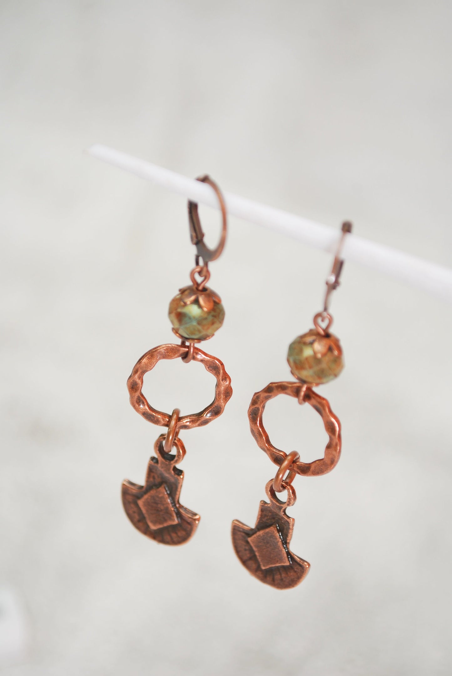 Tribal earrings, copper ring earrings, everyday casual jewerly,  6.5cm 2.5"