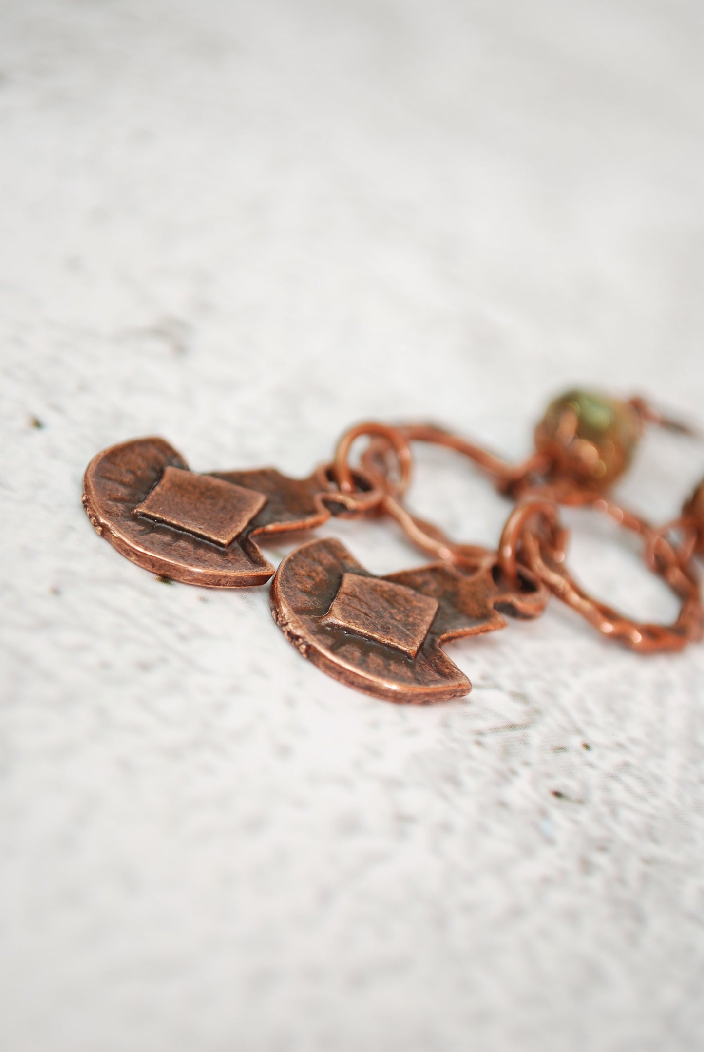 Tribal earrings, copper ring earrings, everyday casual jewerly,  6.5cm 2.5"