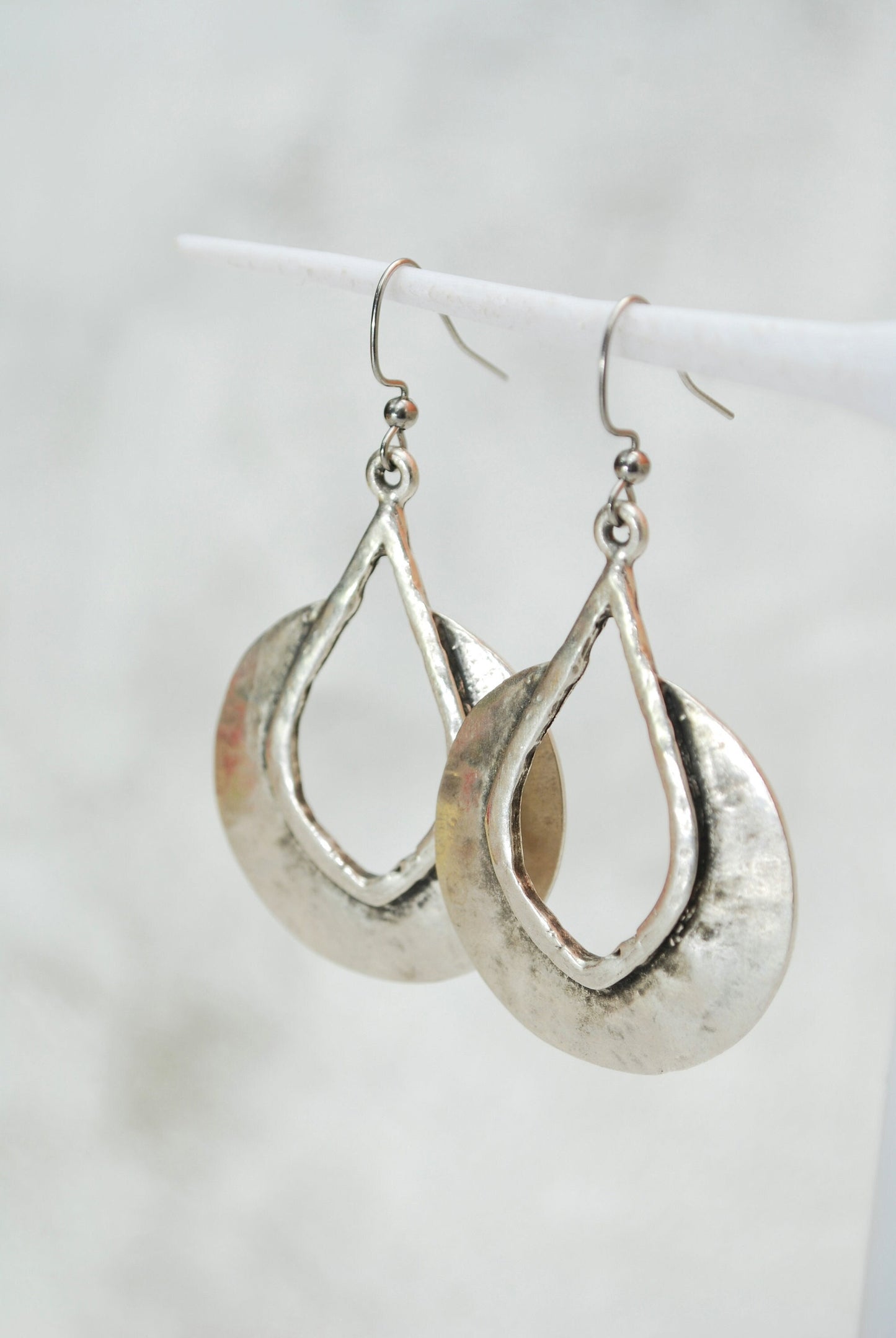 Big teardrop antigue silver earrings / Large big earrings / Estibela design / 6cm - 2 1/2 innches / Birthday gift