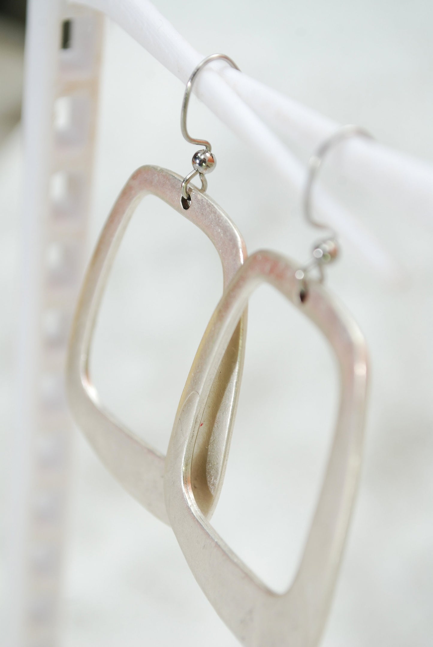 Big rectangle earrings, antigue silver earrings, handmade unique errings,  5.5cm 2.2"