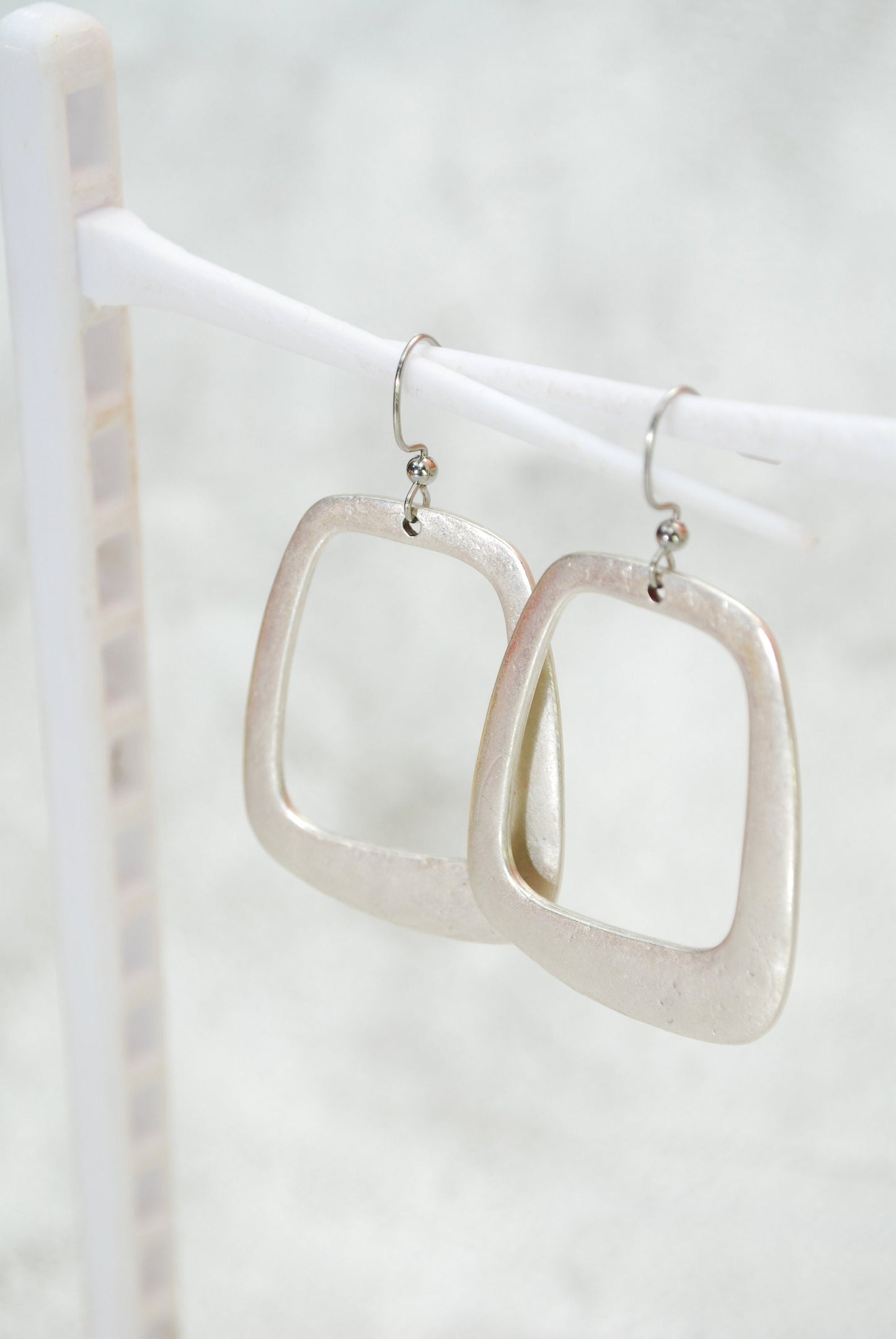 Big rectangle earrings, antigue silver earrings, handmade unique errings,  5.5cm 2.2"