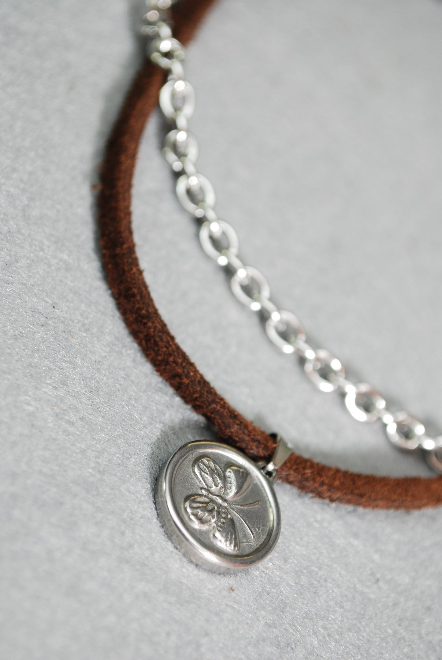 Graceful Minimalist Butterfly Necklace with Hi-Quality Leather Cord and Stainless Steel Pendant - One of a Kind Design