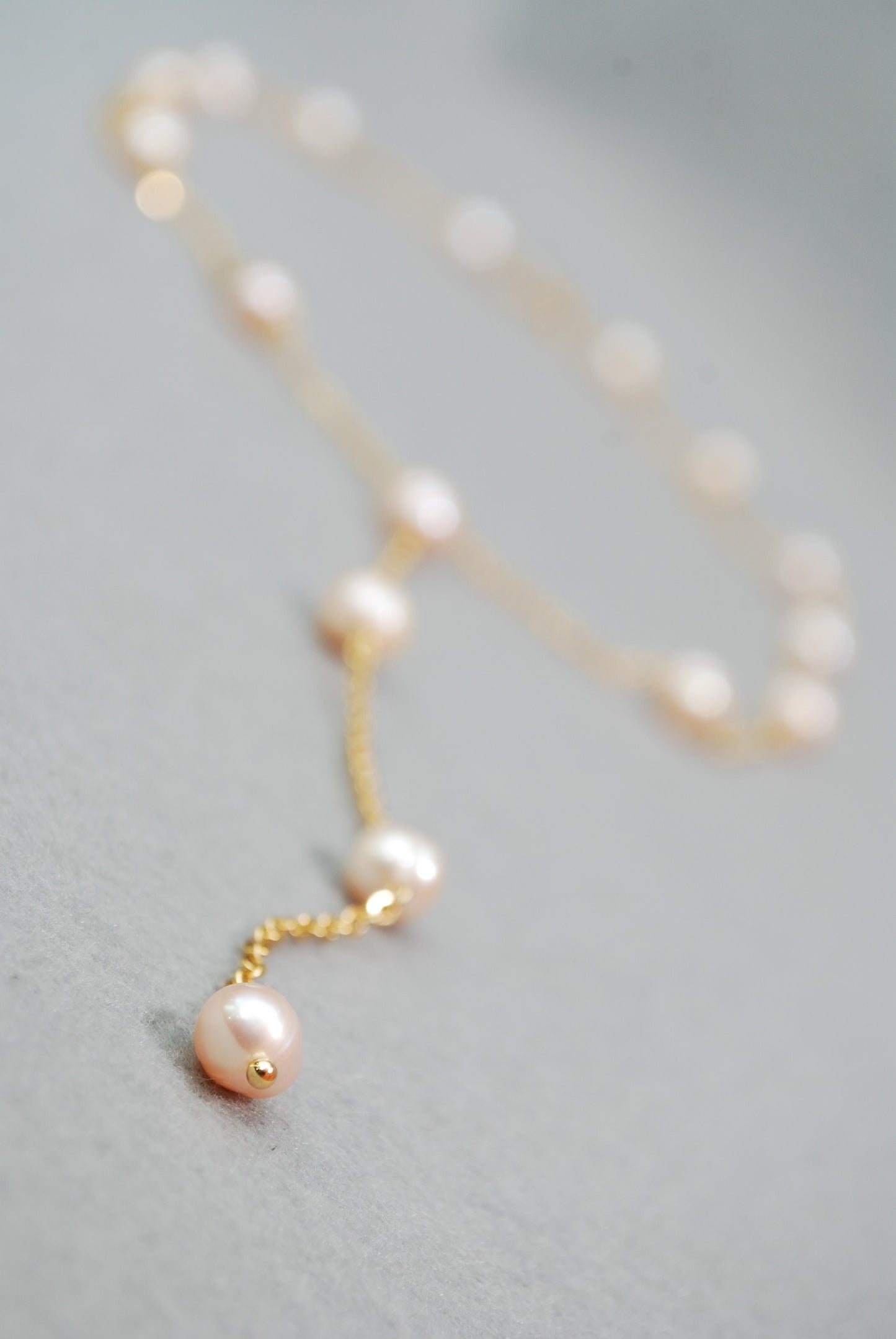 Gold Chain and Light Pink Freshwater Pearl Necklace: A Delicate and Feminine Must-Have, Jewelry Lovers,  24" 61 cm