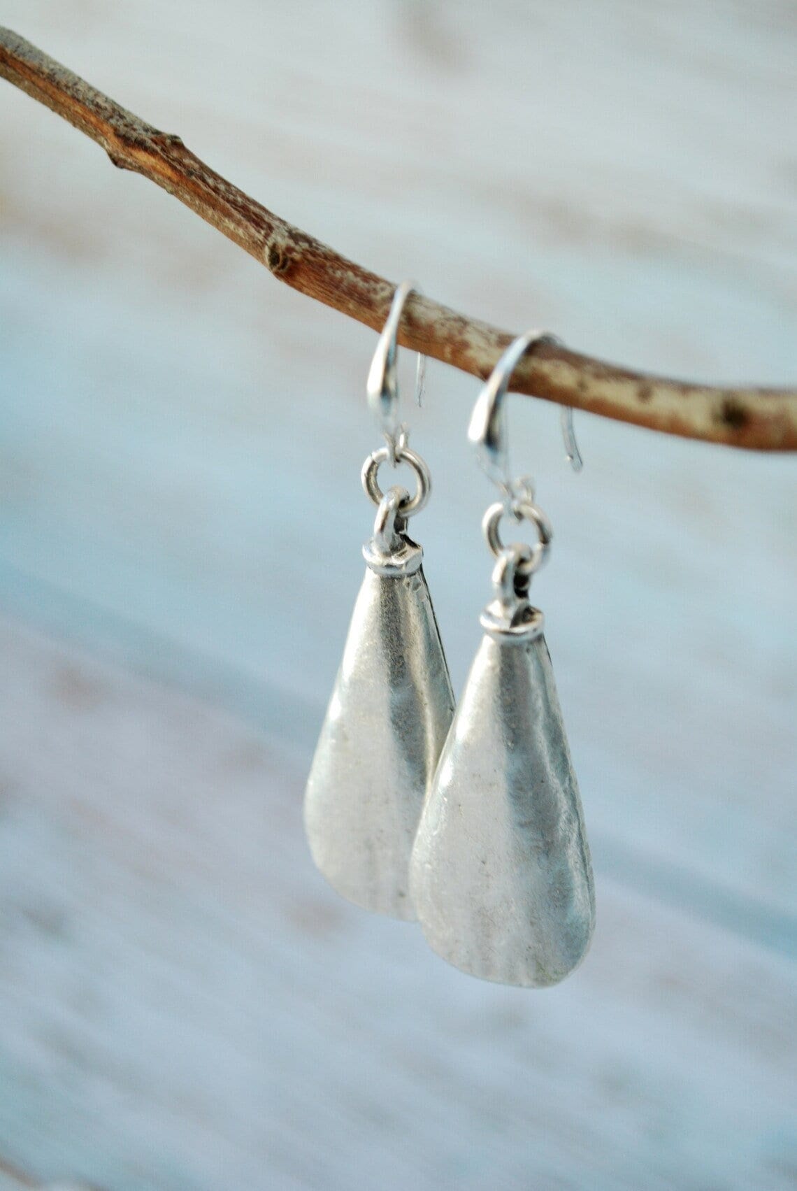 Abstract Shape Silver Tone Earrings - Exclusive Estibela Design - Perfect for Boho.