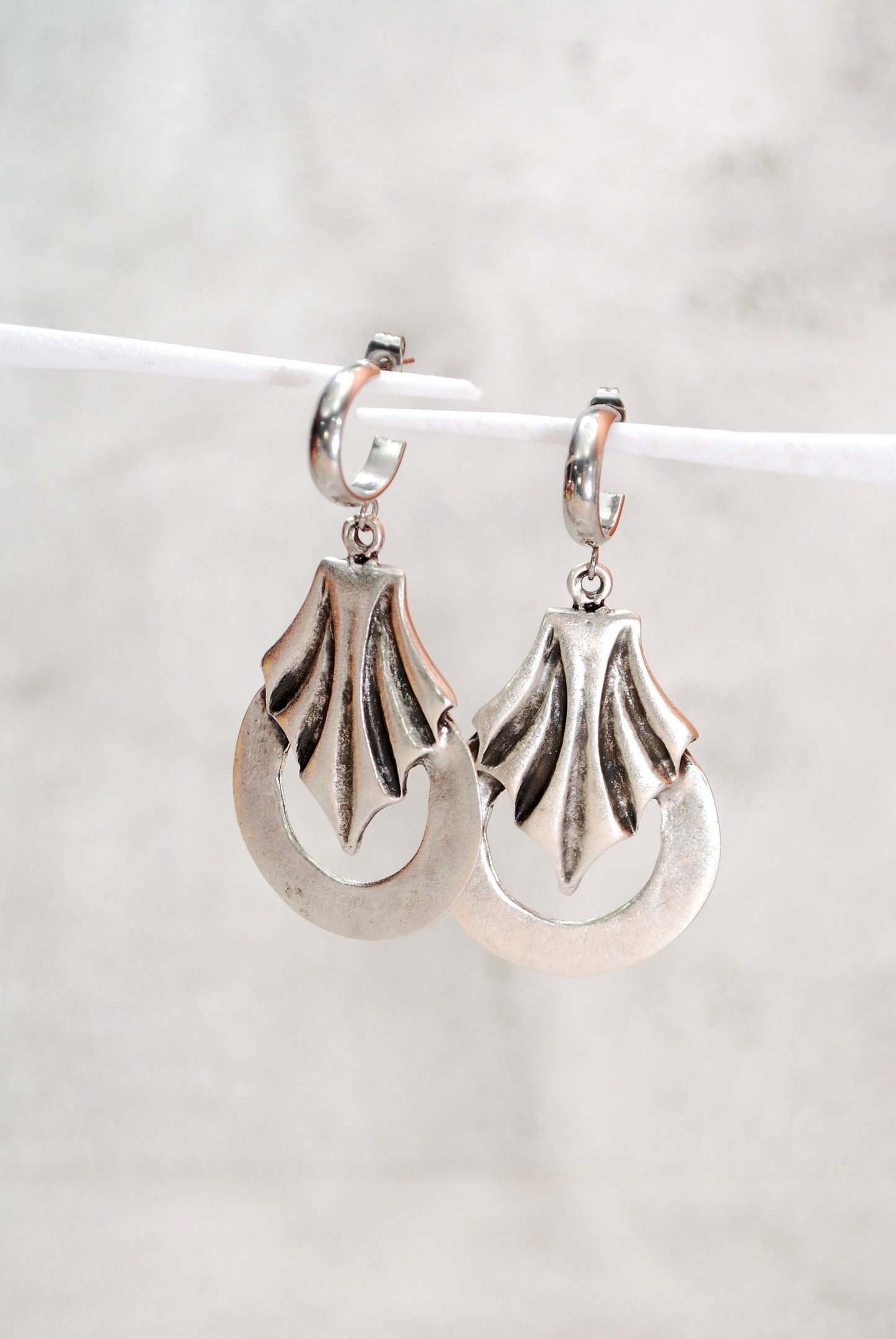 Abstract shape silver earrings, tribal earrings, boho earrings, free style, uniqe design 6,5cm - 2 1/2"