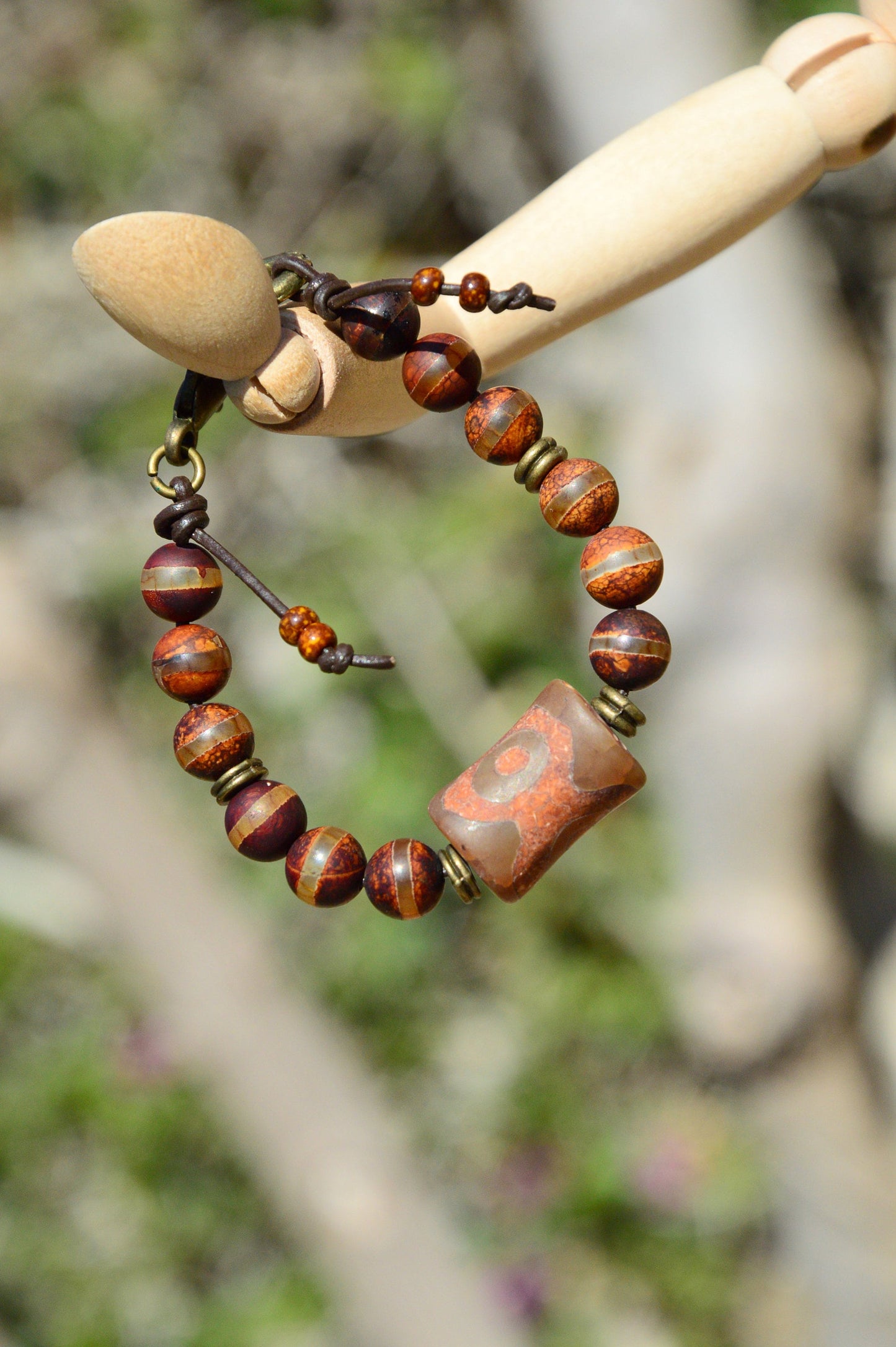 Country Western beaded bracelet, Tibetan agate Dzi Beads bracelet, women men jewelry bracelet, Wild West