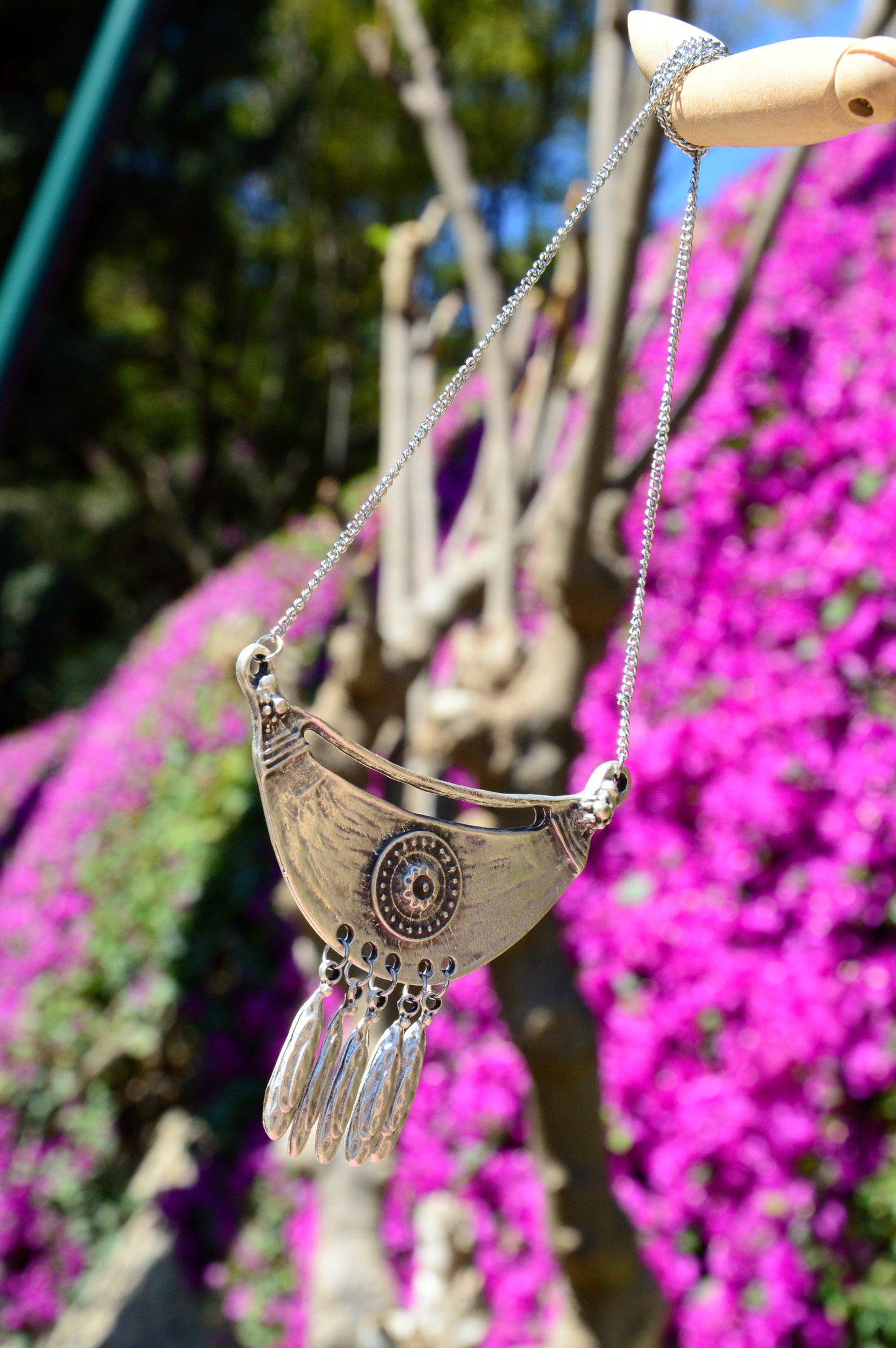 Western-inspired Spiritual Jewelry with Oxidized Silver Finish - Cowgirl Necklace, Lucky Fringe Necklace