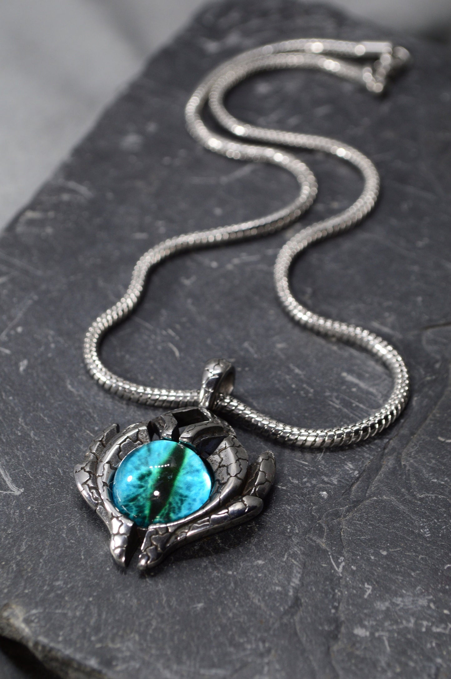 Dragon Eye Pendant: Bold Stainless Steel Chain with Celtic Design - Unisex Mystic Jewelry