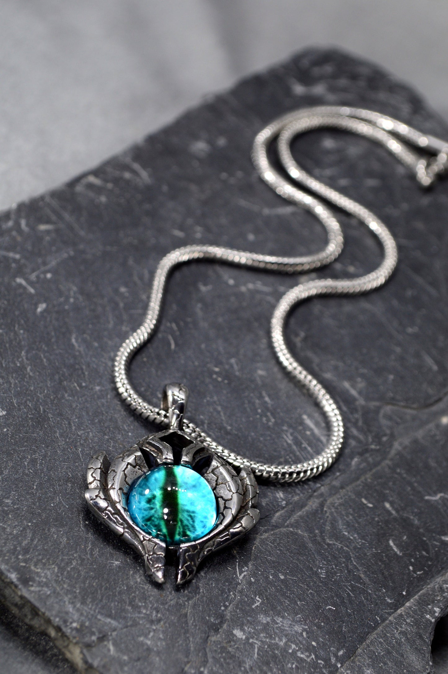 Dragon Eye Pendant: Bold Stainless Steel Chain with Celtic Design - Unisex Mystic Jewelry