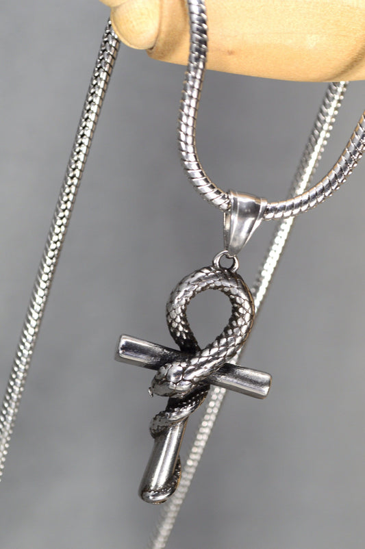 Mystic Serpent Cross: Eternal Wisdom and Spiritual Strength Necklace