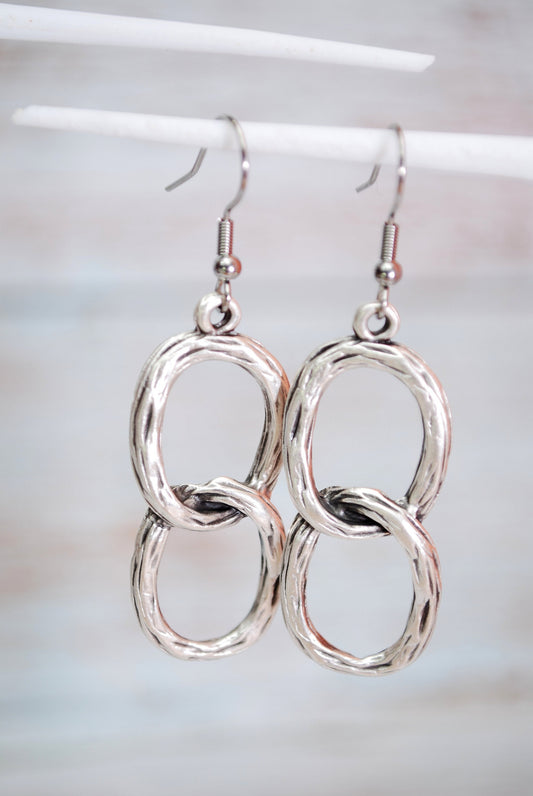 Big chain earrings, trendy drop earrings, silver plated earrings,  2" - 5.5cm