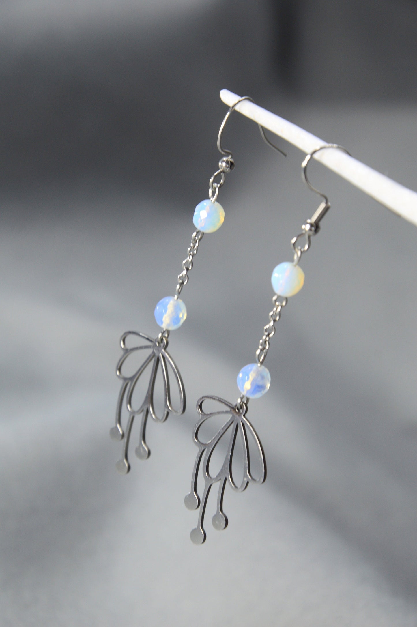 Enchanting Handmade Stainless Steel Earrings with Opaline Beads by Estibela Design: Celebrate Spring in Style! 7cm 2.7"