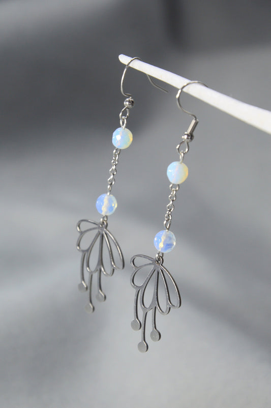 Enchanting Handmade Stainless Steel Earrings with Opaline Beads by Estibela Design: Celebrate Spring in Style! 7cm 2.7"