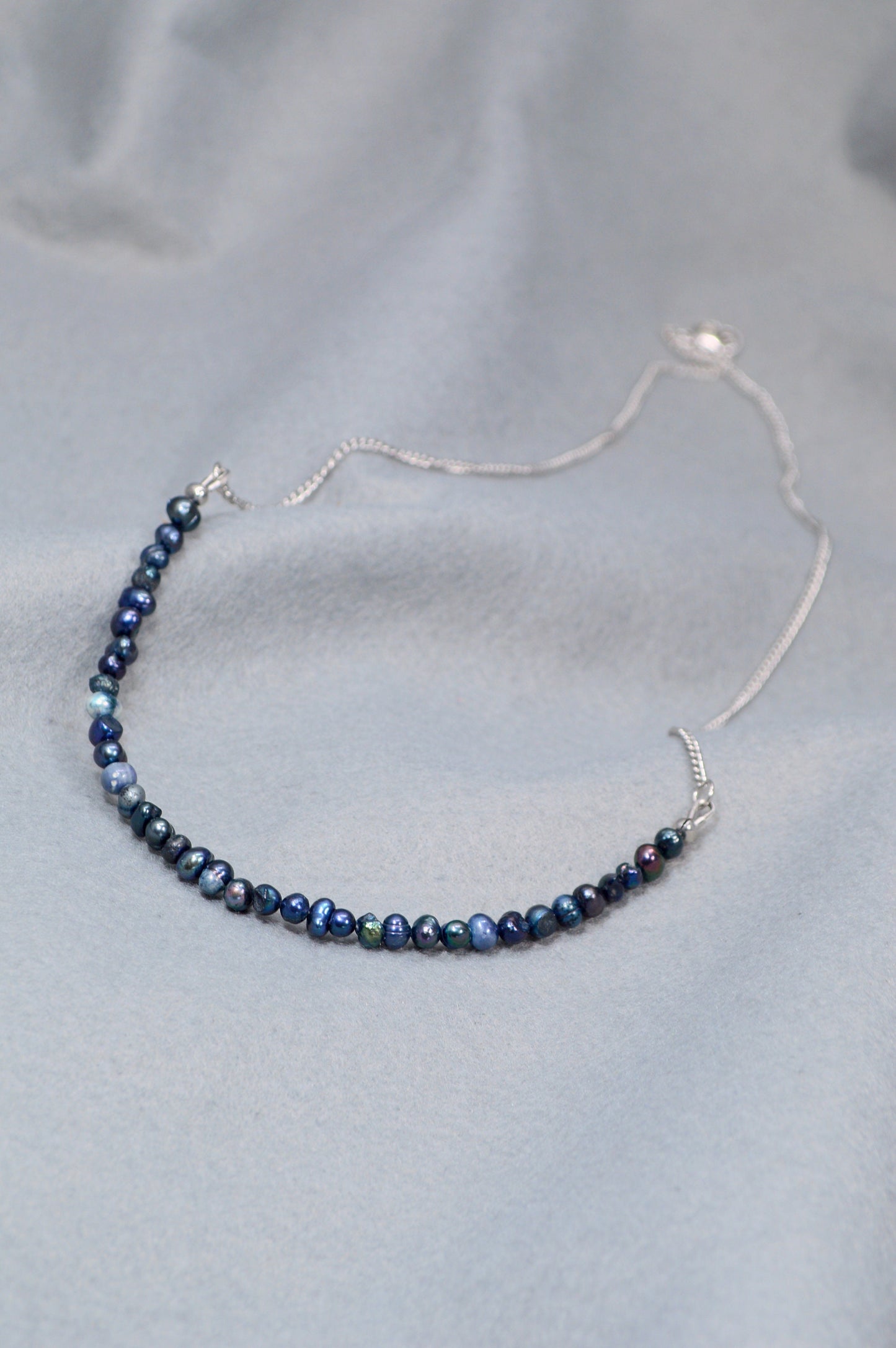 Dark Pearl Delight: Stainless Steel Necklace and Earring Set