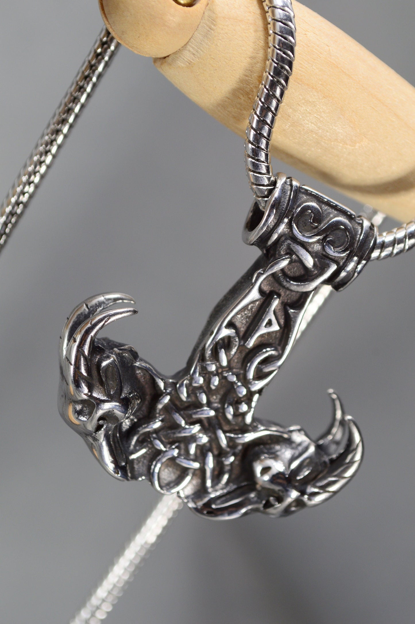 Viking Style Stainless Steel Goat Skull Necklace with Celtic Knot - Bold Unisex Gothic Jewelry for Men