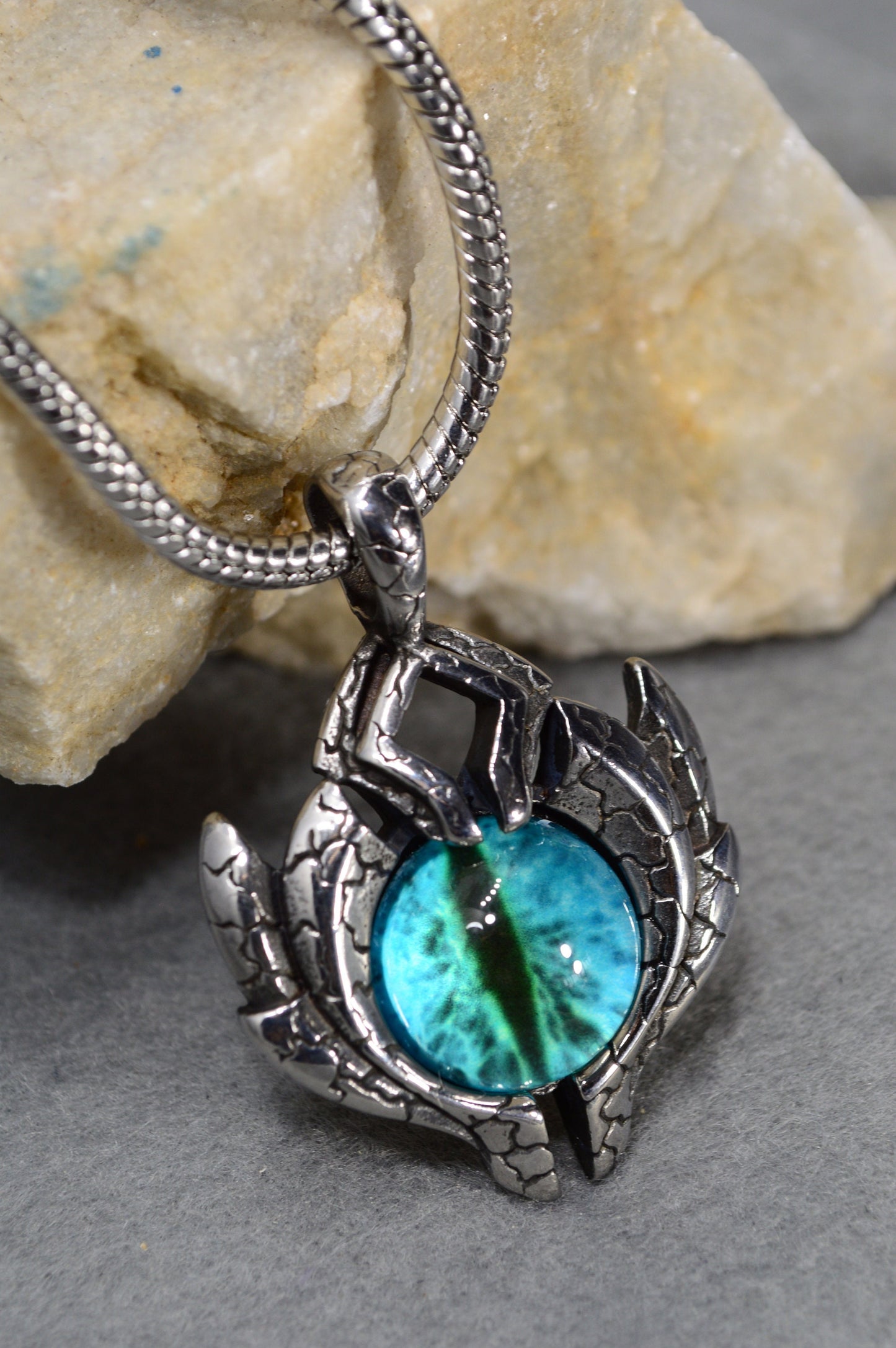 Dragon Eye Pendant: Bold Stainless Steel Chain with Celtic Design - Unisex Mystic Jewelry