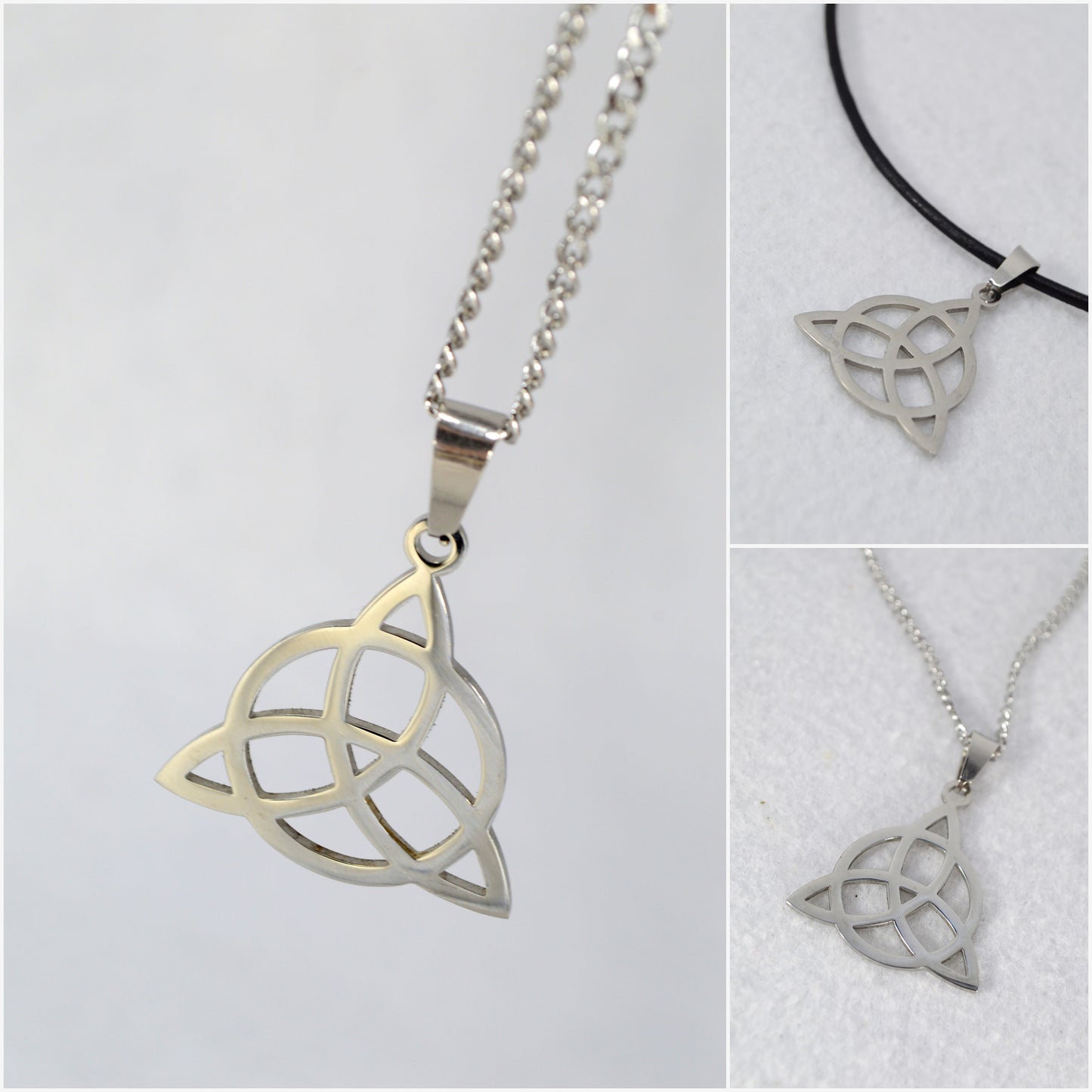 Charmed Pendant, witch symbol pendant, Stainless steel, Triquetra necklace, Snake,  Eye of Horus, Inverted Moon, All-Seeing Eye.