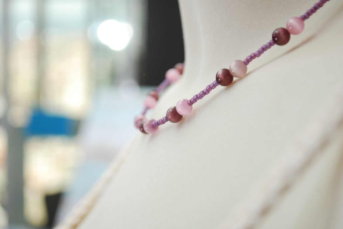 Summer Style with Estibela's Tiny Cat's Eye Stone Beaded Necklace Choker