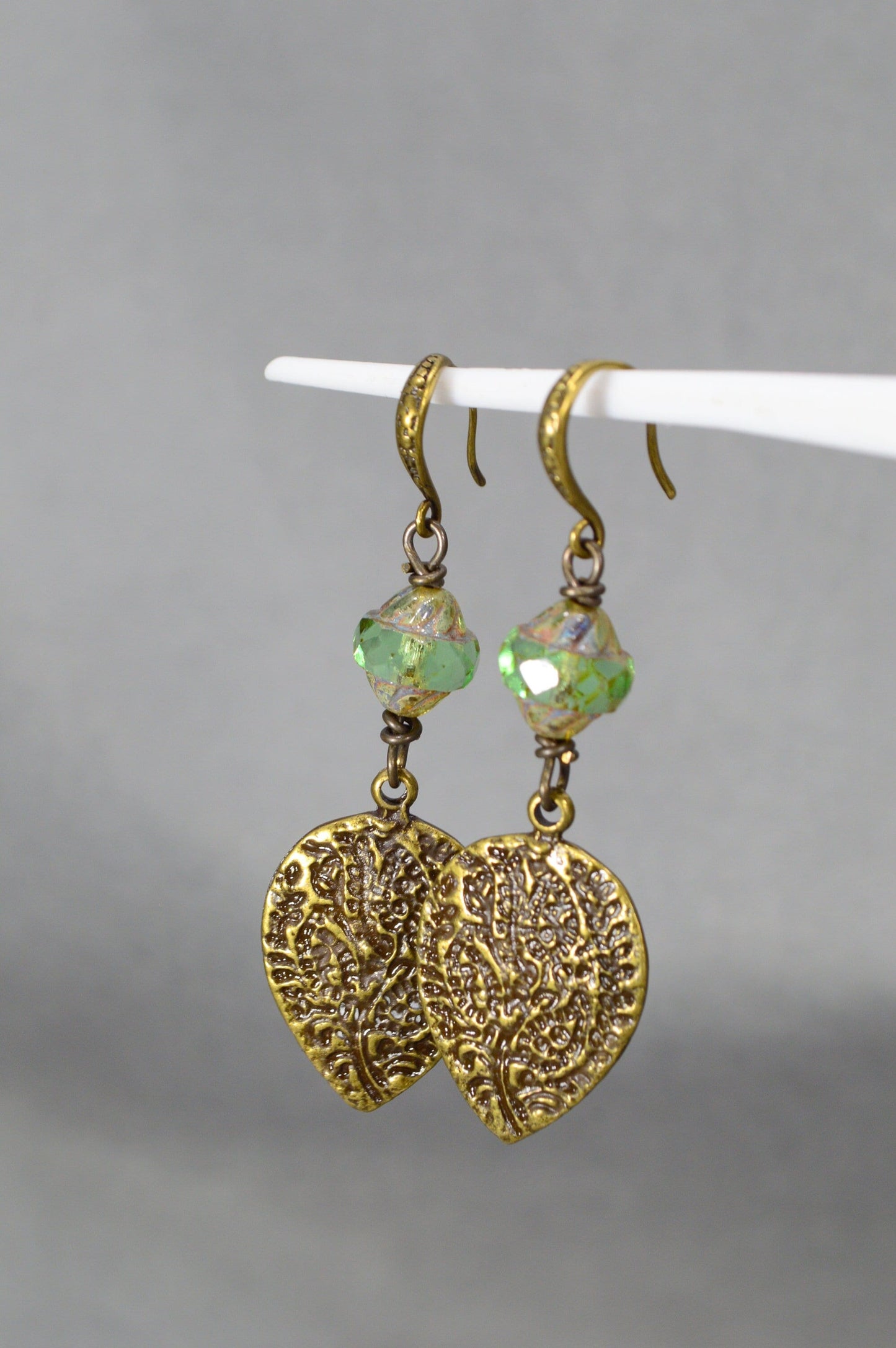 Greenery Leaf Drop Earrings, Festival Dark Green Earrings, Gypsy Boho Large Dangles, , 6cm