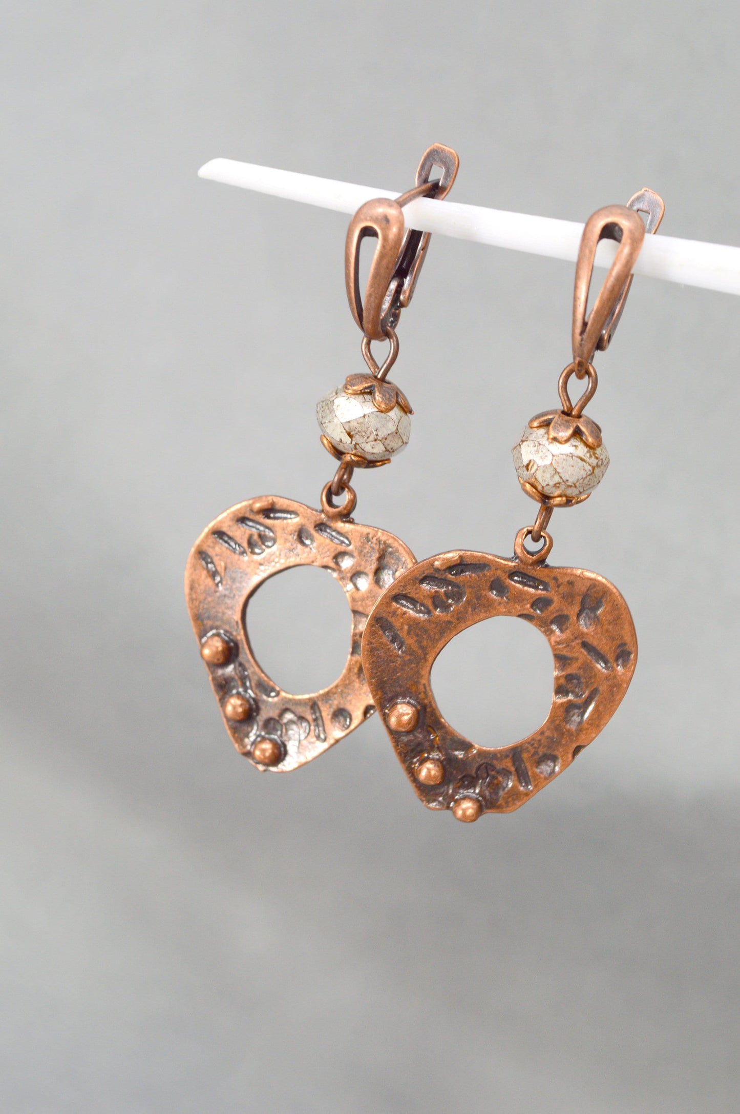 Boho-Chic Elegance: Texture Teardrop Copper Earrings for Artful Statement Style