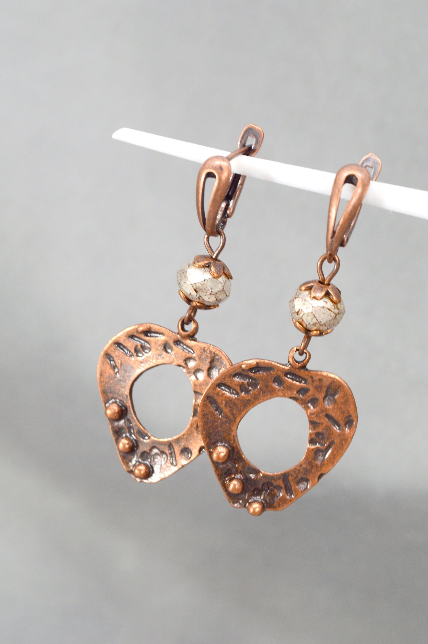 Boho-Chic Elegance: Texture Teardrop Copper Earrings for Artful Statement Style