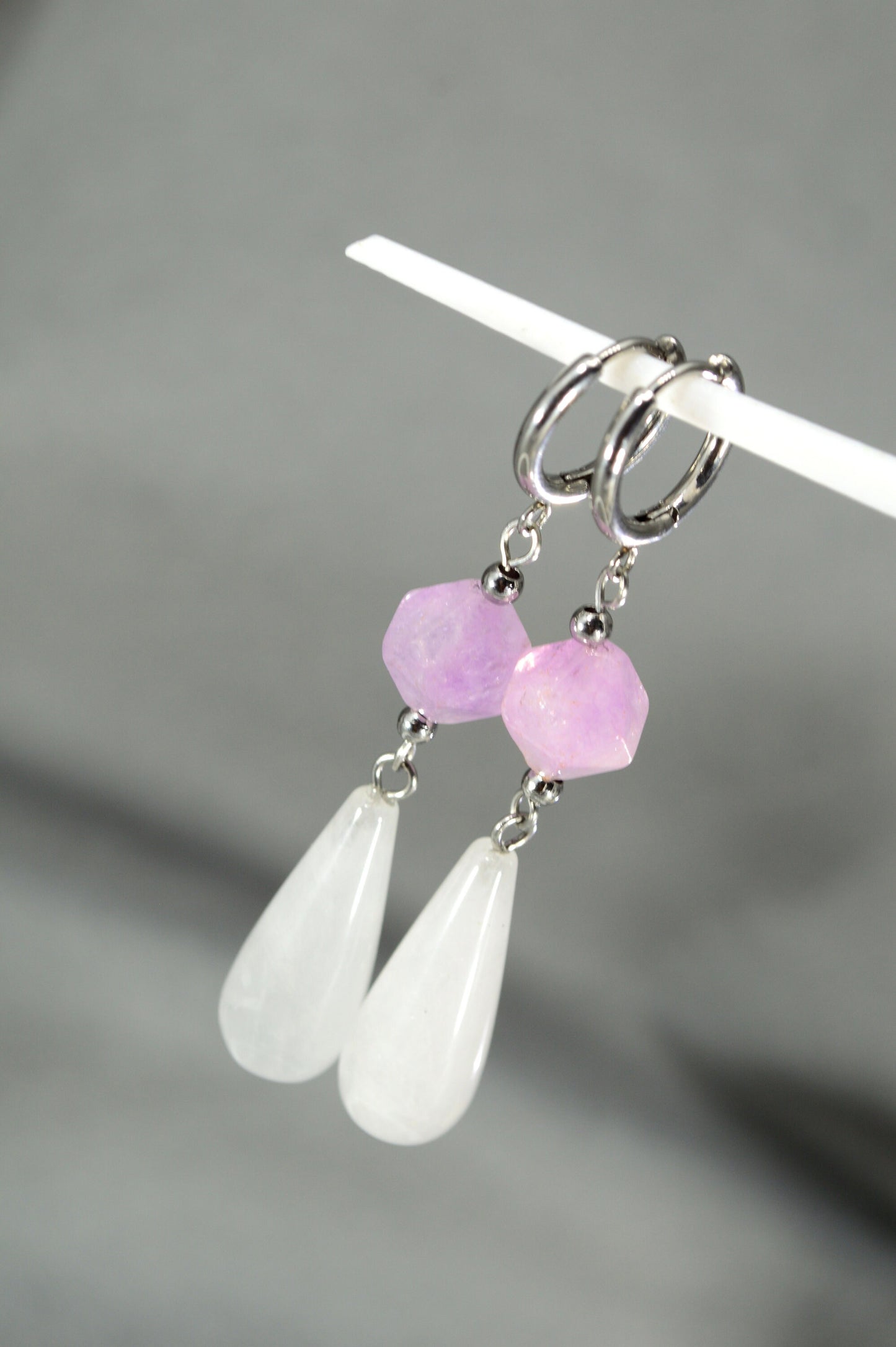 Handcrafted Ethnic Style Super Seven Stone Drop Earrings with Stainless Steel Clasp, 6cm - 2.2"