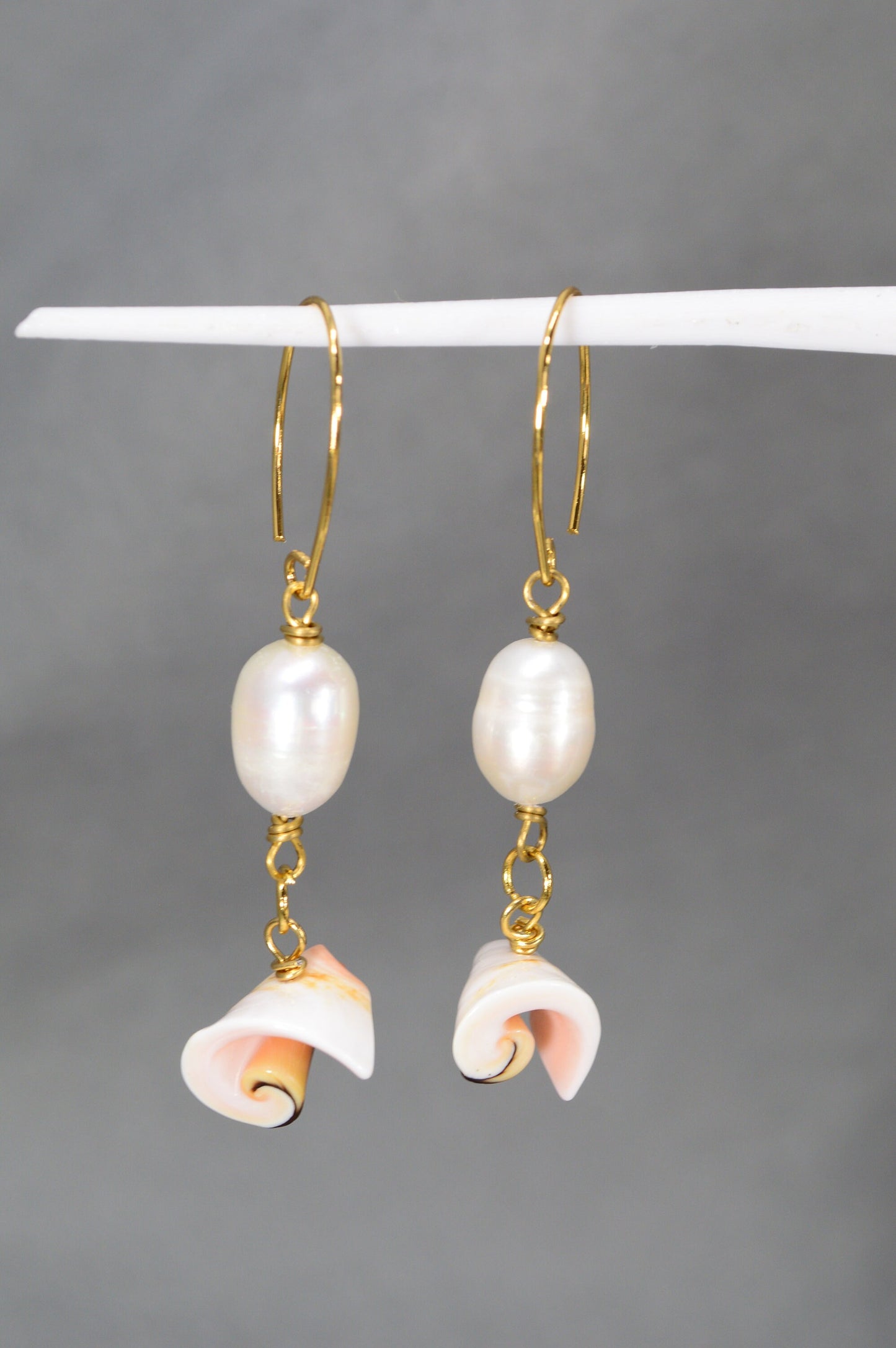 Limited Stock Available! Exquisite Pearl and Shell Earrings by Estibela Design. 5.5cm - 2.2"